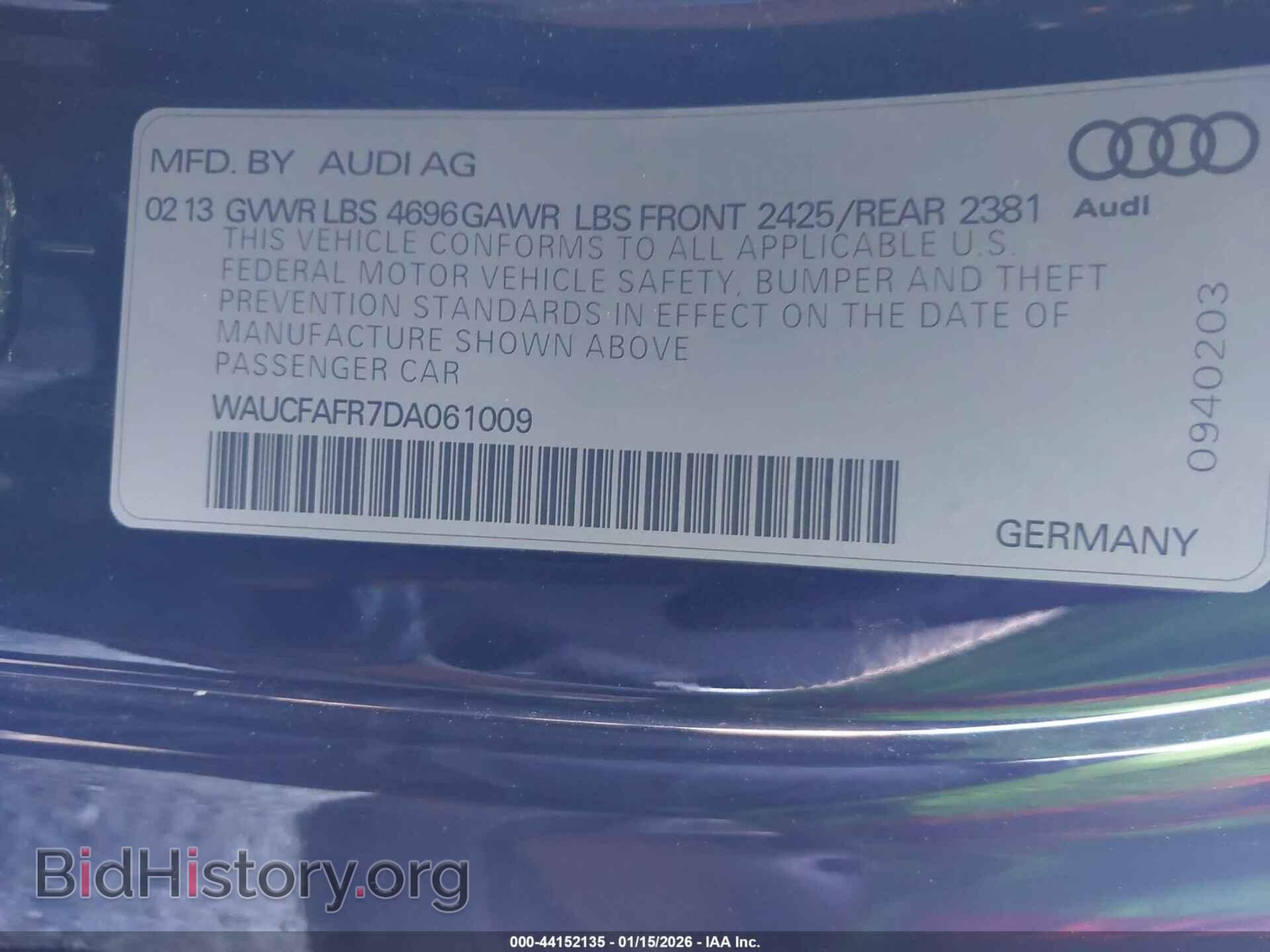 2013 AUDI A5 - VIN: WAUCFAFR7DA061009 - Фото 9