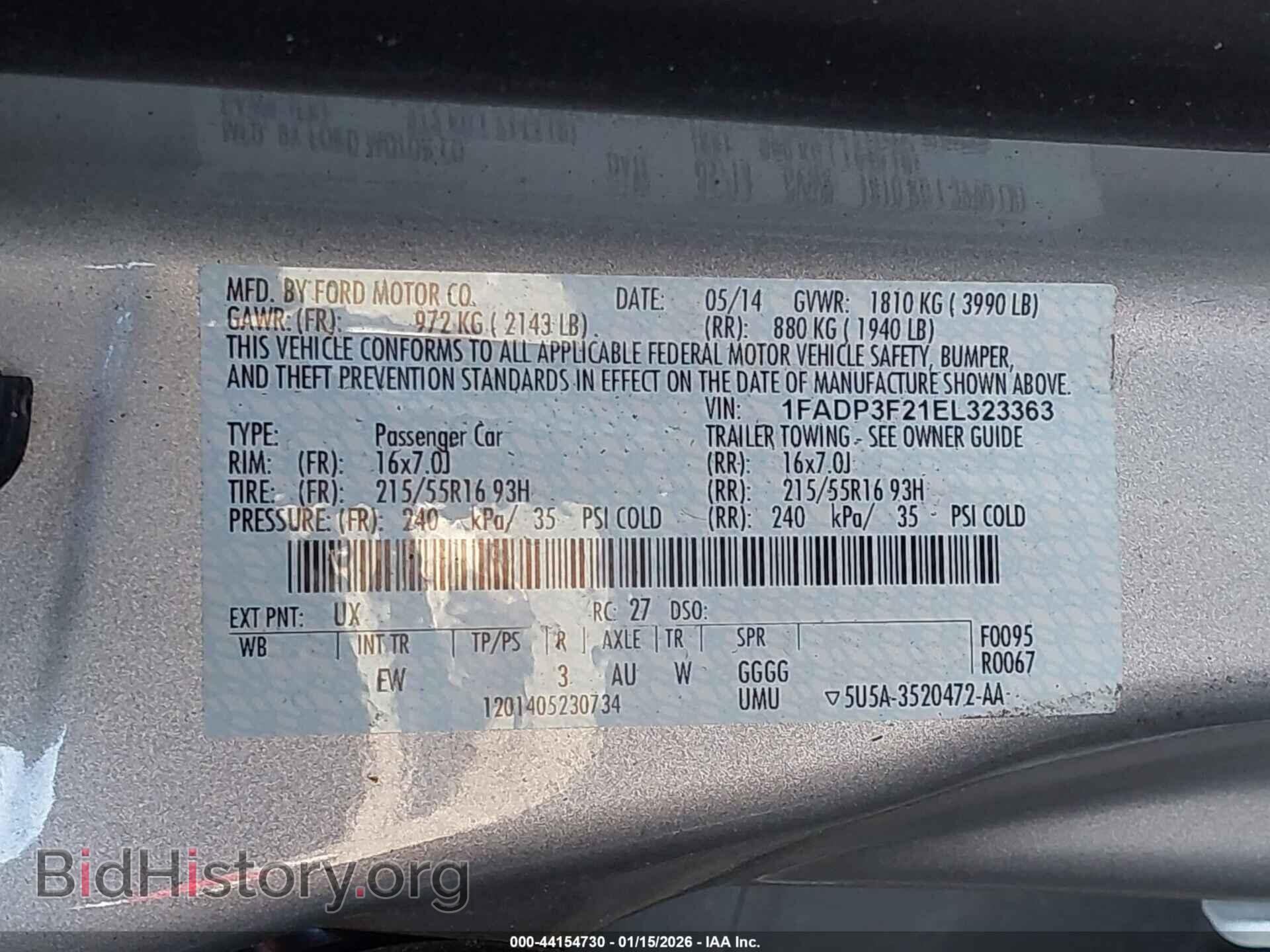 2014 FORD FOCUS - VIN: 1FADP3F21EL323363 - Фото 9