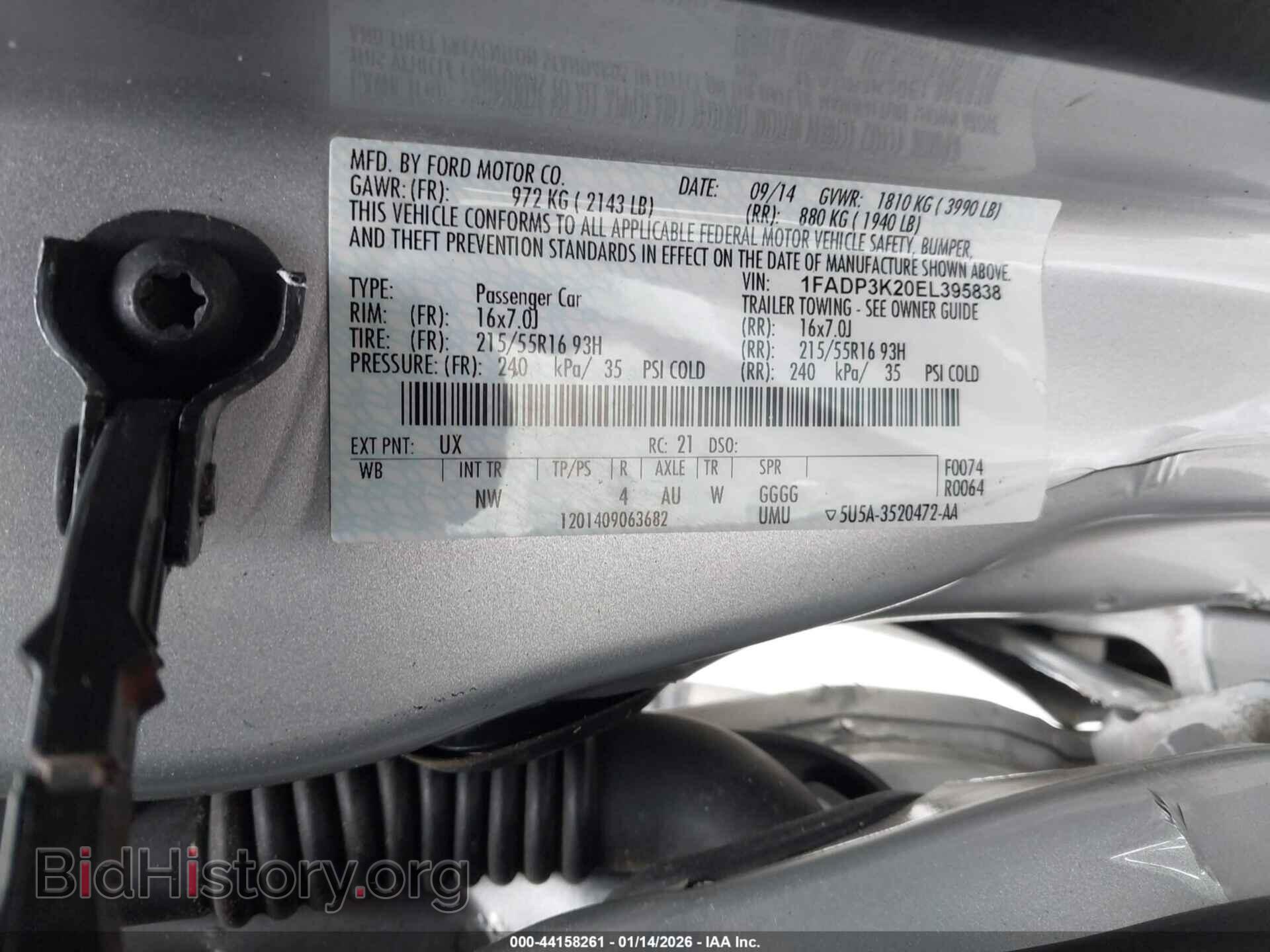 2014 FORD FOCUS - VIN: 1FADP3K20EL395838 - Фото 9