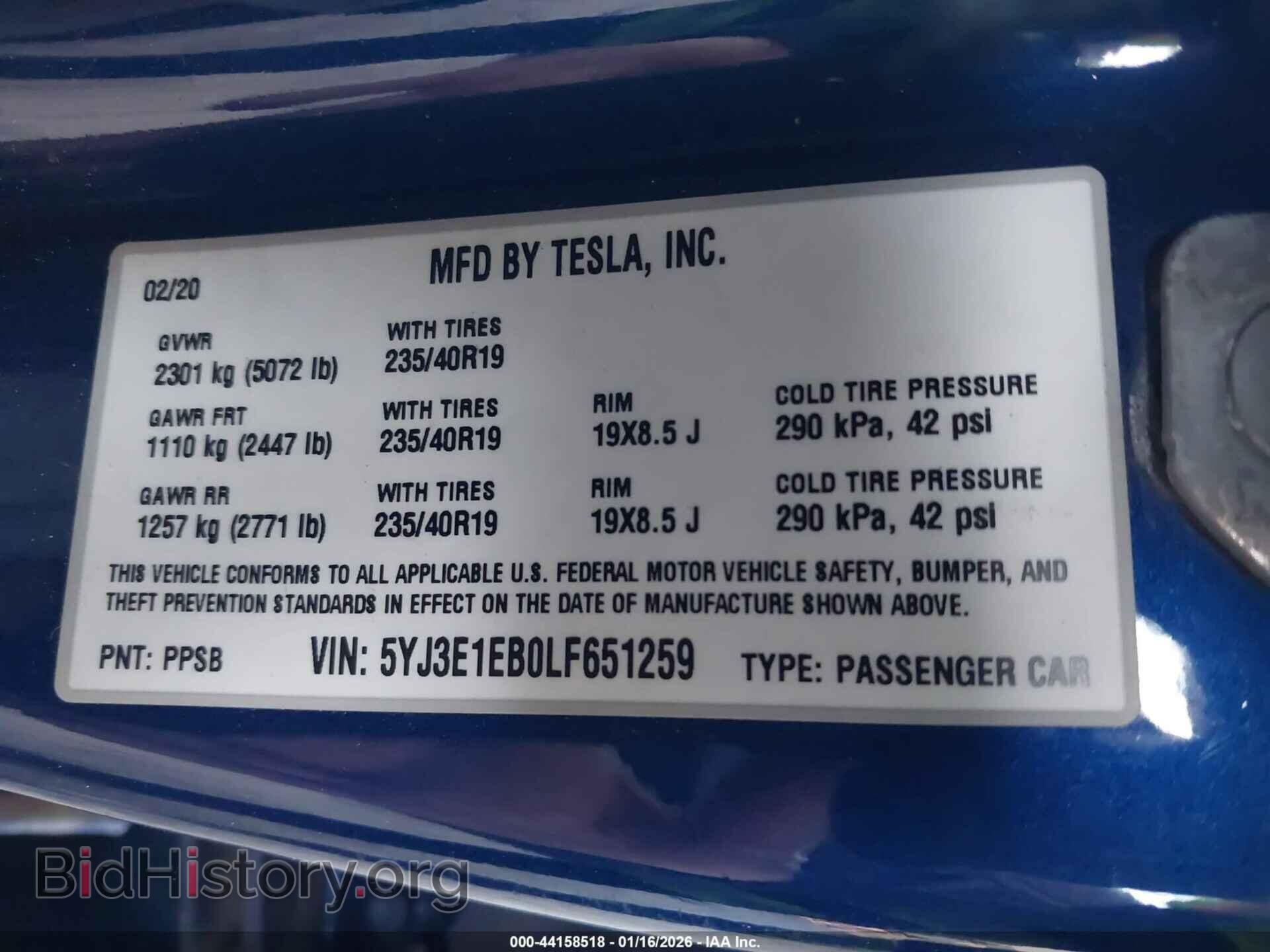 2020 TESLA MODEL 3 - VIN: 5YJ3E1EB0LF651259 - Фото 9