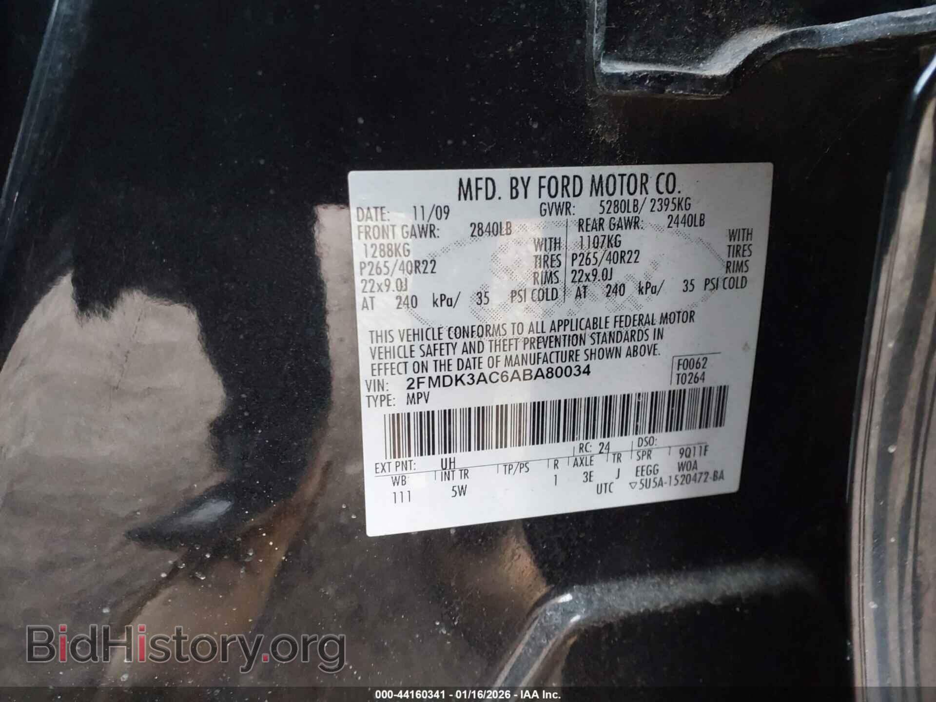 2010 FORD EDGE - VIN: 2FMDK3AC6ABA80034 - Фото 9