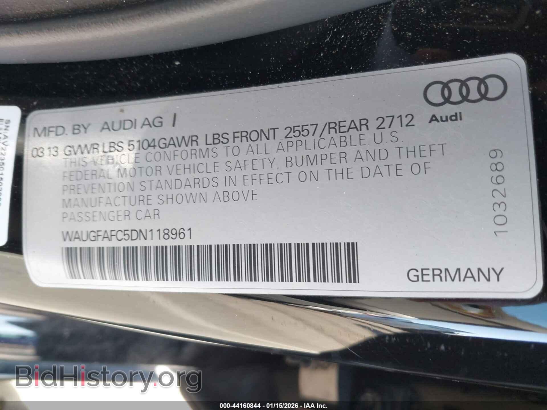 2013 AUDI A6 - VIN: WAUGFAFC5DN118961 - Фото 9