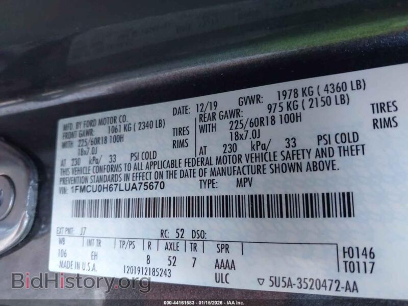 2020 Ford ESCAPE (VIN 1FMCU0H67LUA75670) — фото 9 из 17