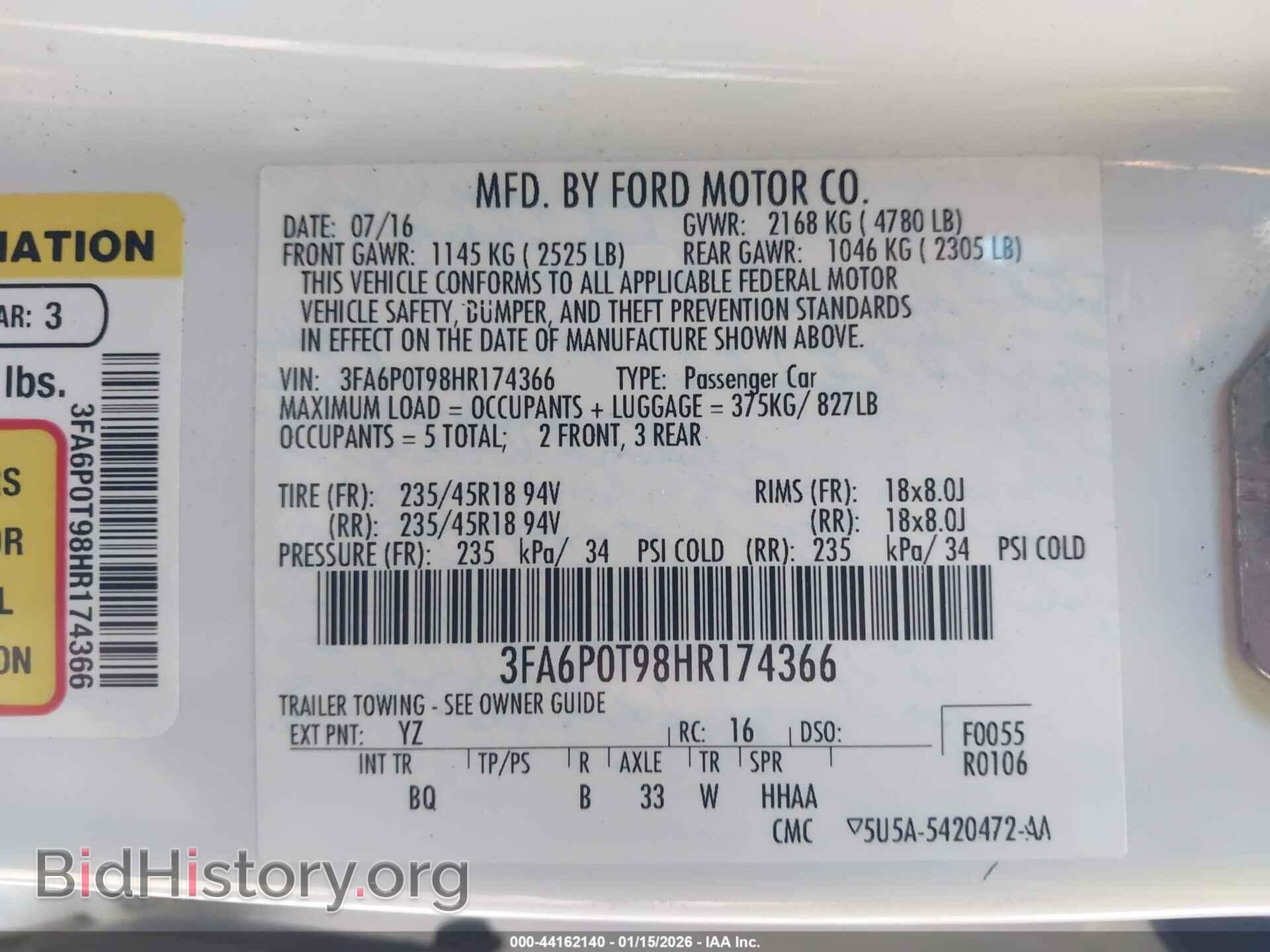 2017 FORD FUSION - VIN: 3FA6P0T98HR174366 - Фото 9