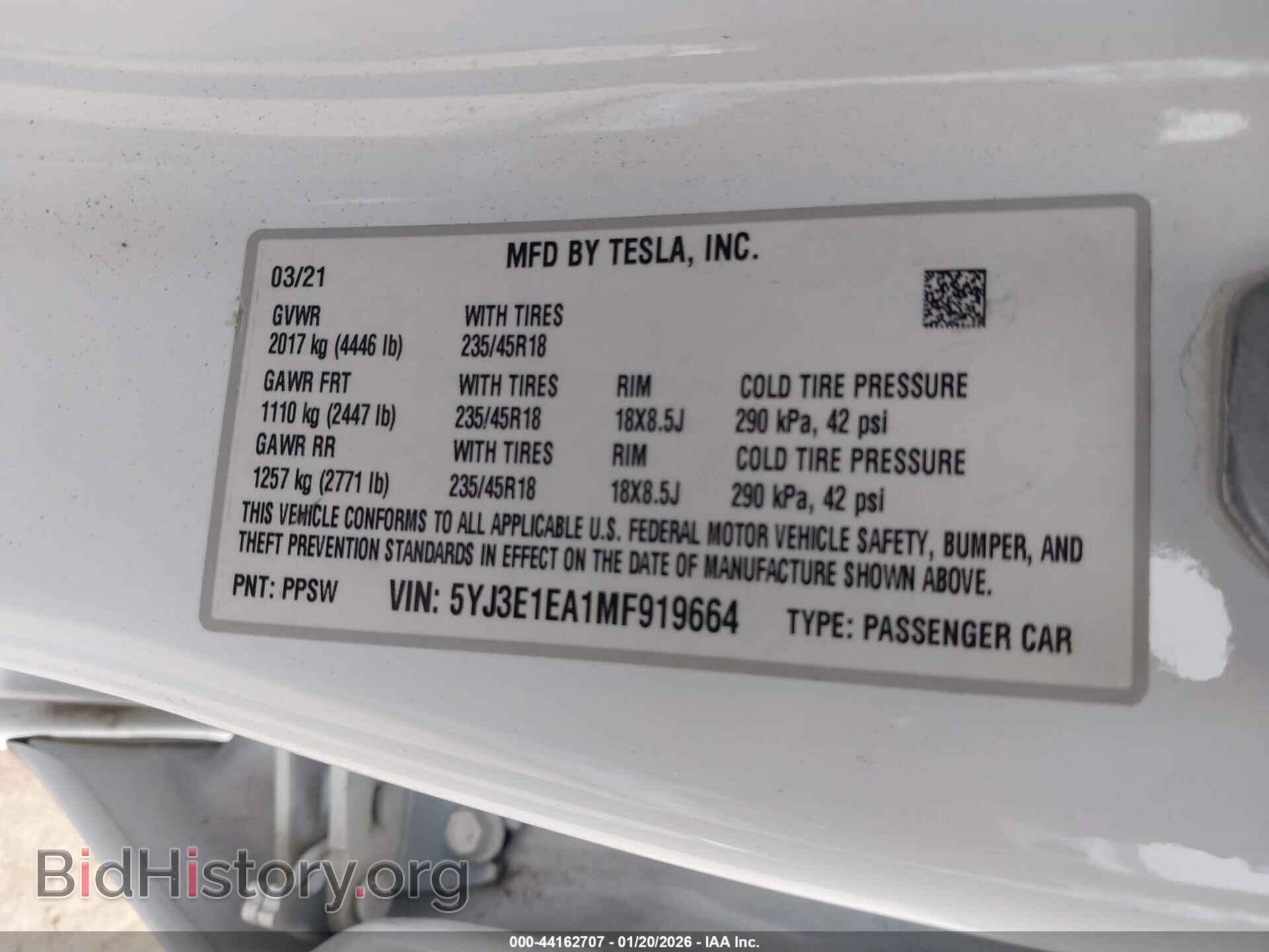 2021 TESLA MODEL 3 - VIN: 5YJ3E1EA1MF919664 - Photo 9