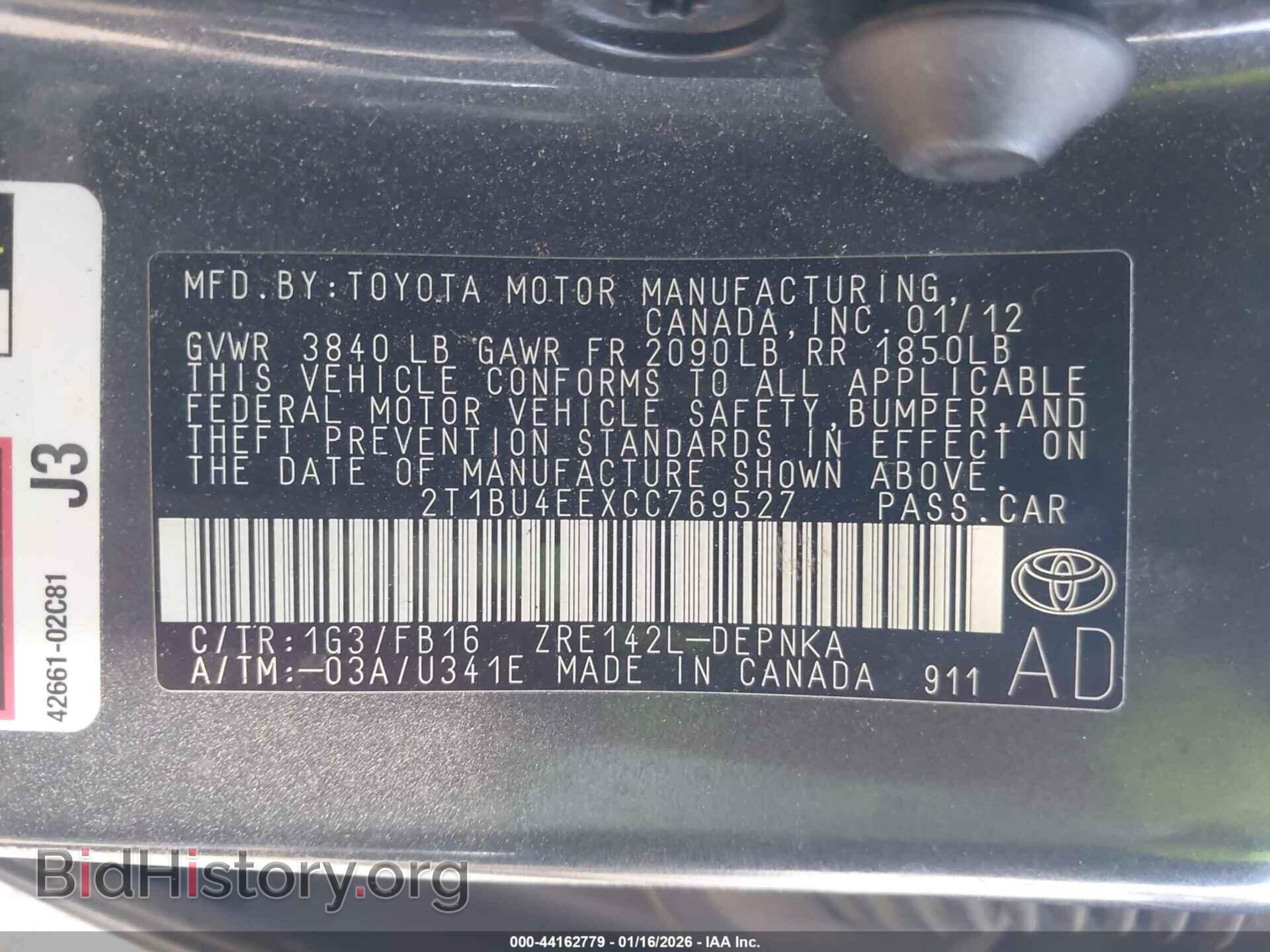2012 TOYOTA COROLLA - VIN: 2T1BU4EEXCC769527 - Фото 9