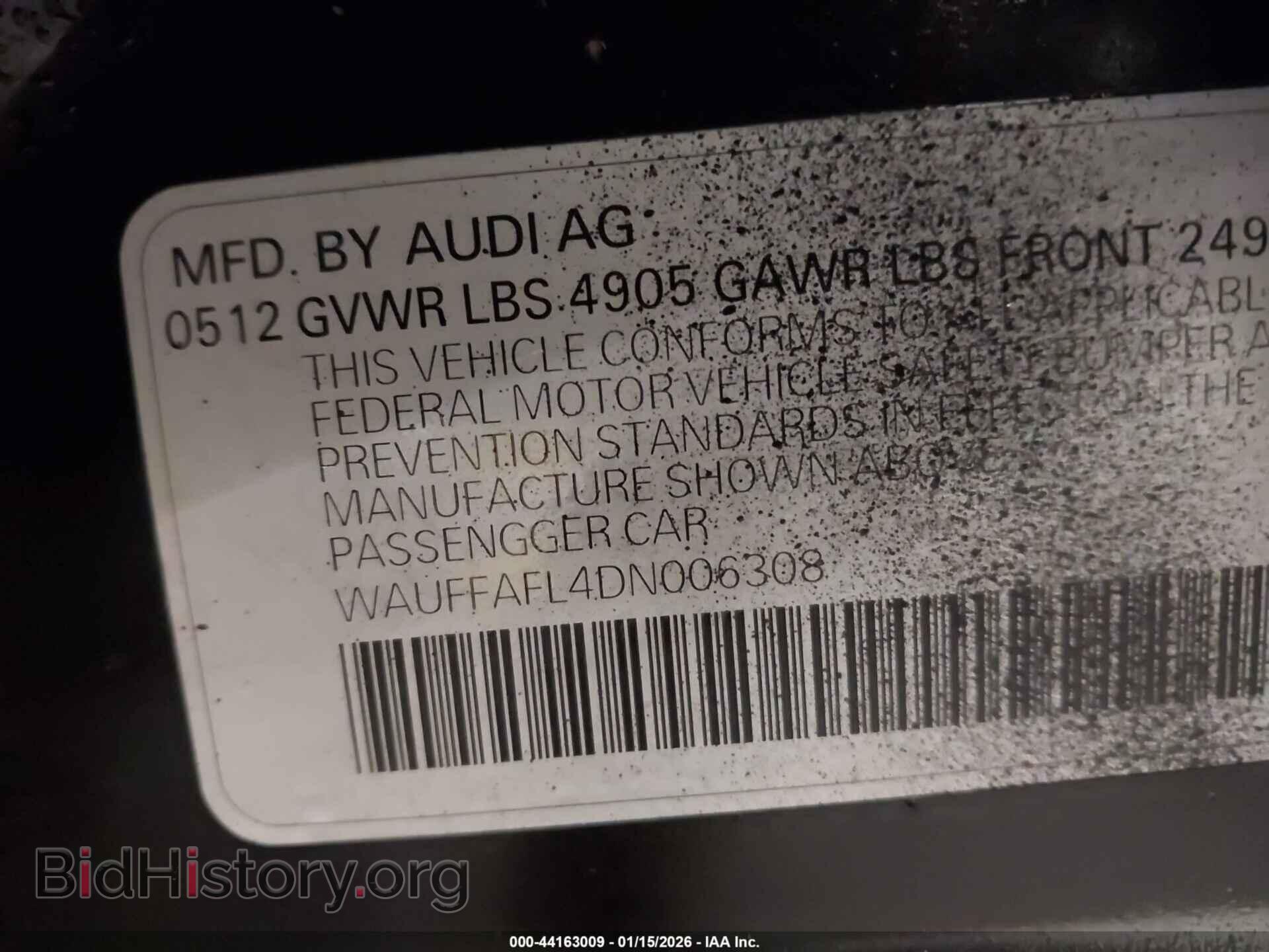 2013 AUDI A4 - VIN: WAUFFAFL4DN006308 - Фото 9