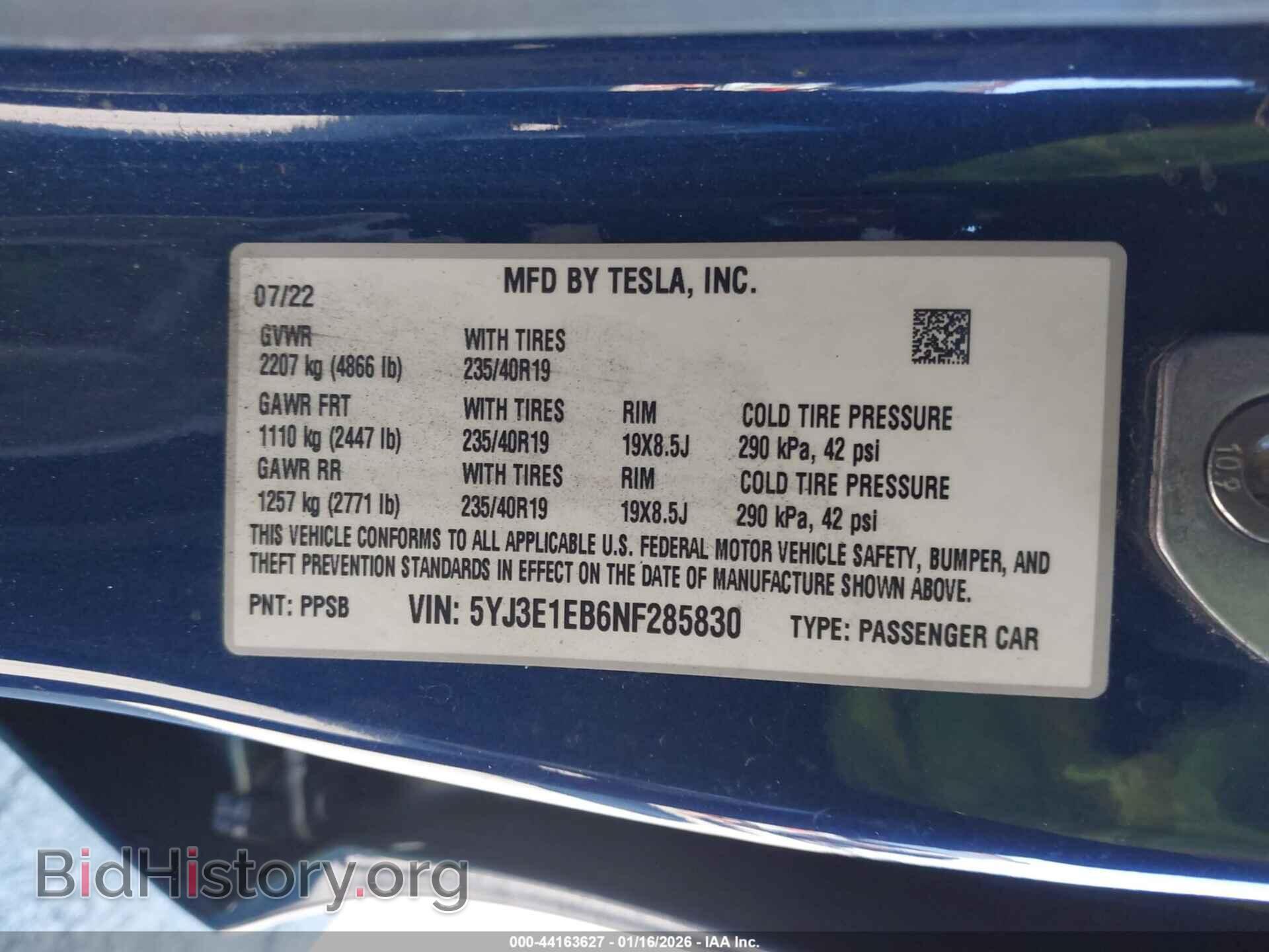 2022 TESLA MODEL 3 - VIN: 5YJ3E1EB6NF285830 - Фото 9