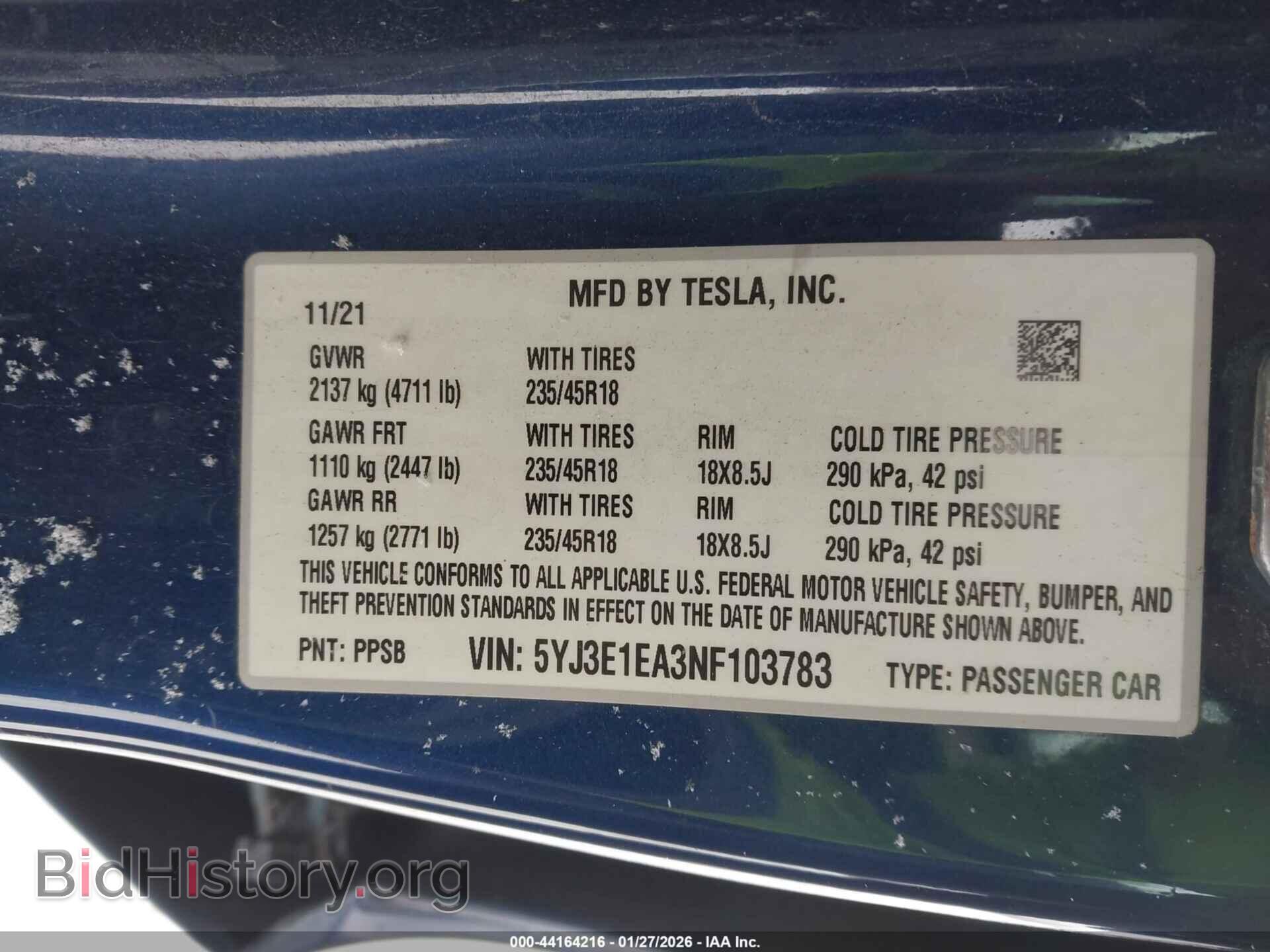 2022 TESLA MODEL 3 - VIN: 5YJ3E1EA3NF103783 - Фото 9