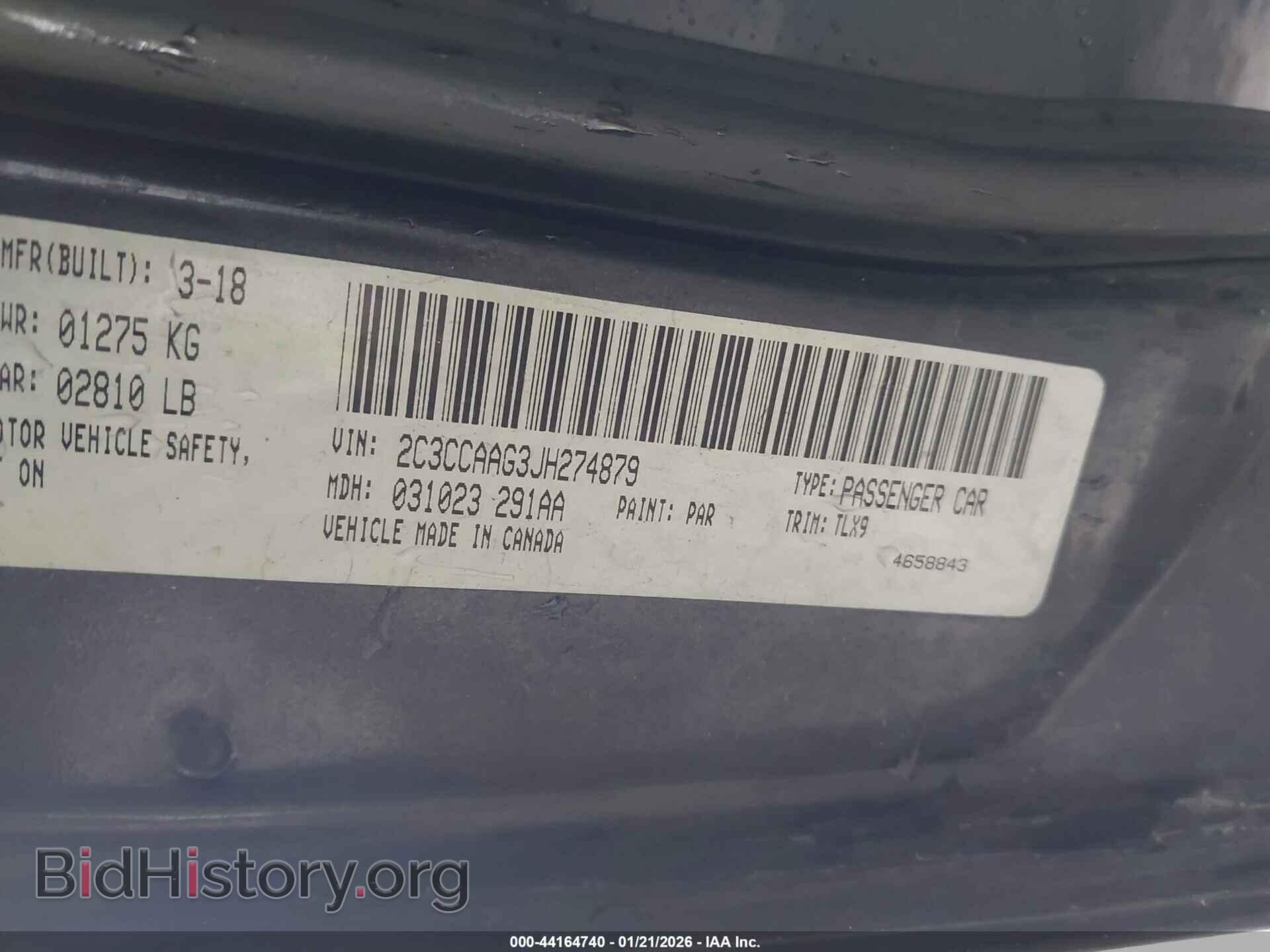 2018 CHRYSLER 300 - VIN: 2C3CCAAG3JH274879 - Фото 9
