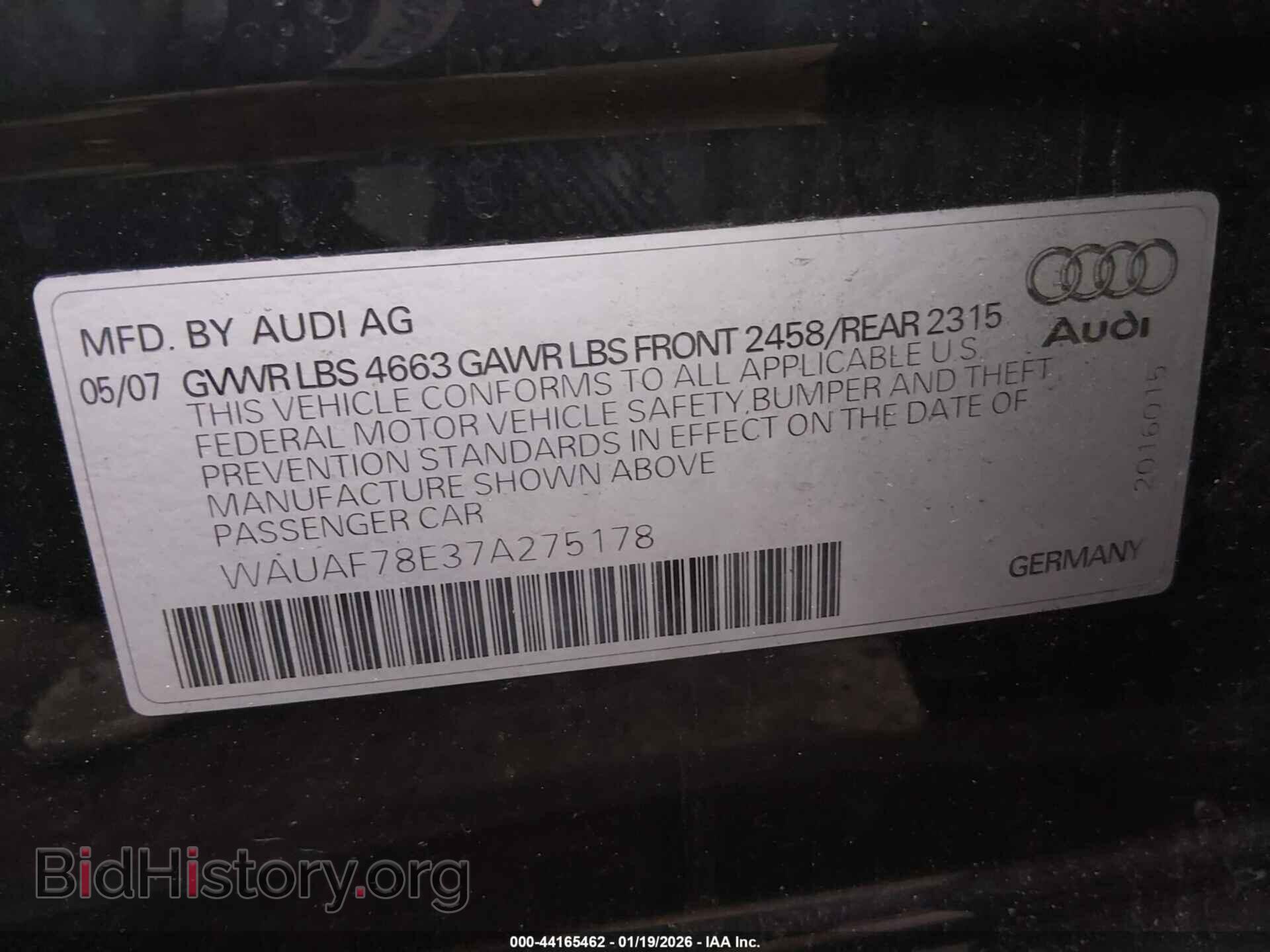 2007 AUDI A4 - VIN: WAUAF78E37A275178 - Photo 9