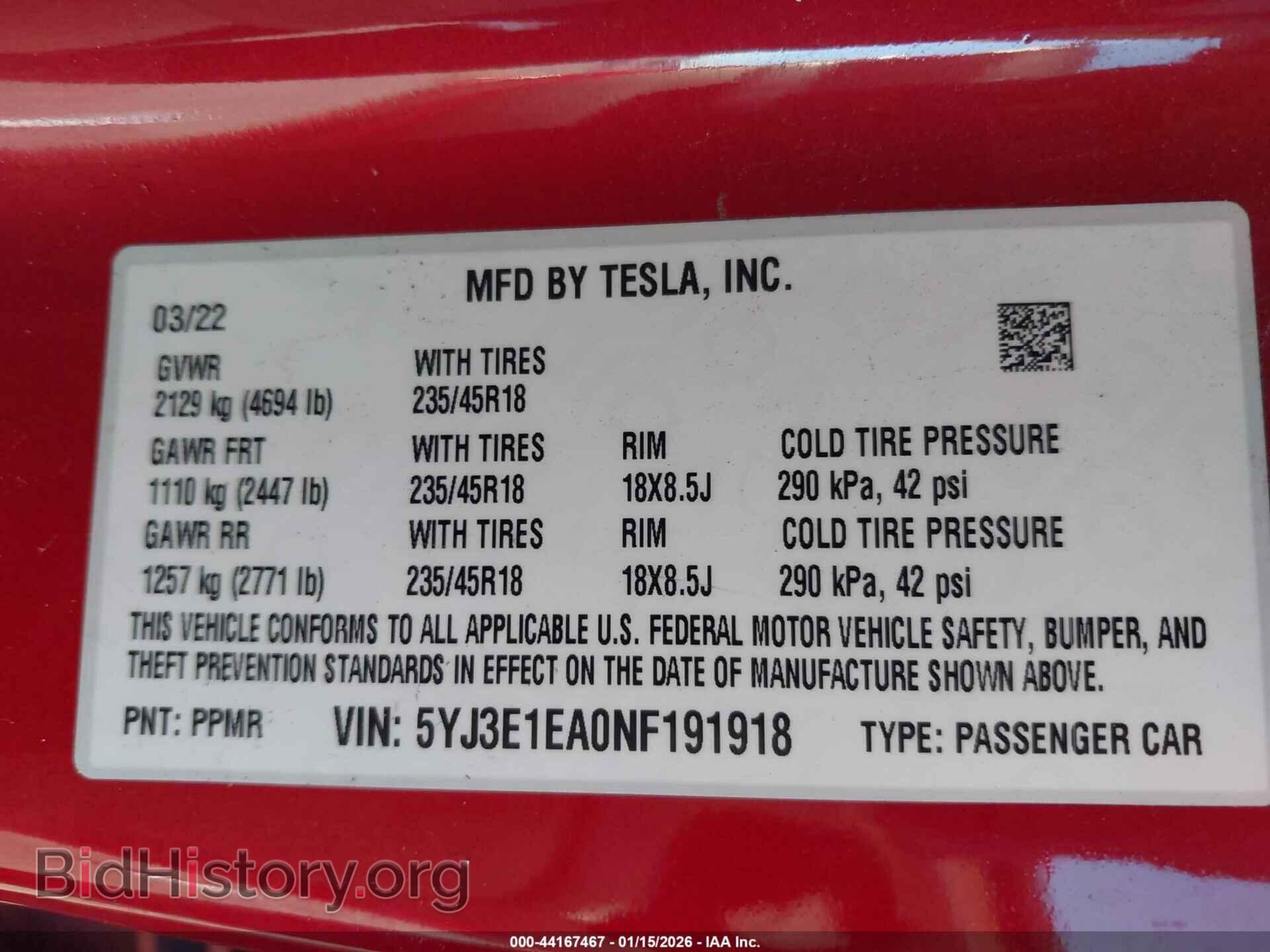 2022 TESLA MODEL 3 - VIN: 5YJ3E1EA0NF191918 - Photo 9