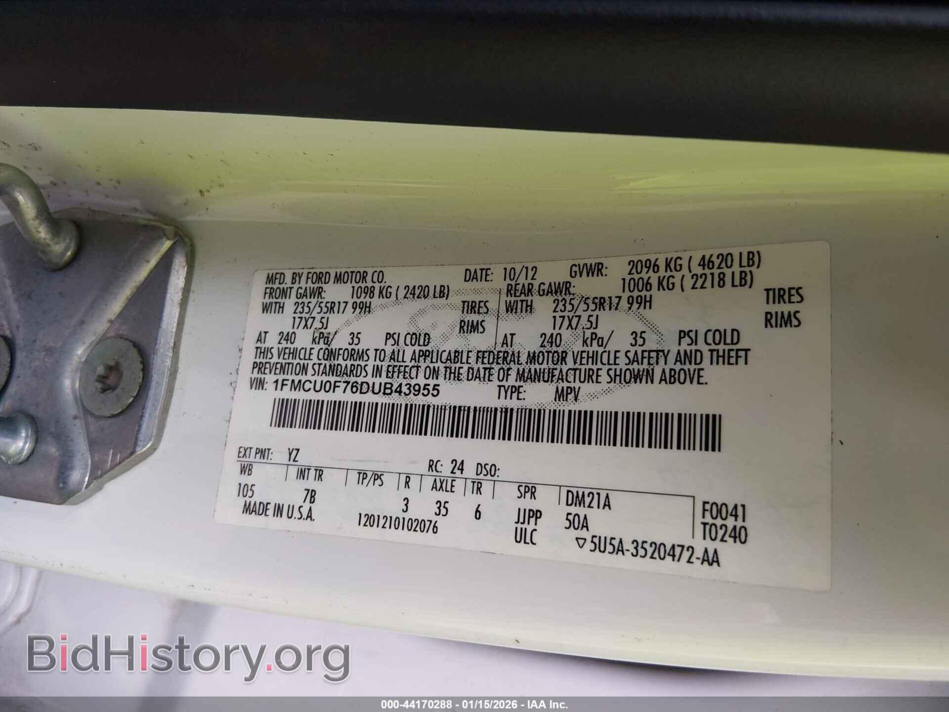 2013 FORD ESCAPE - VIN: 1FMCU0F76DUB43955 - Фото 9