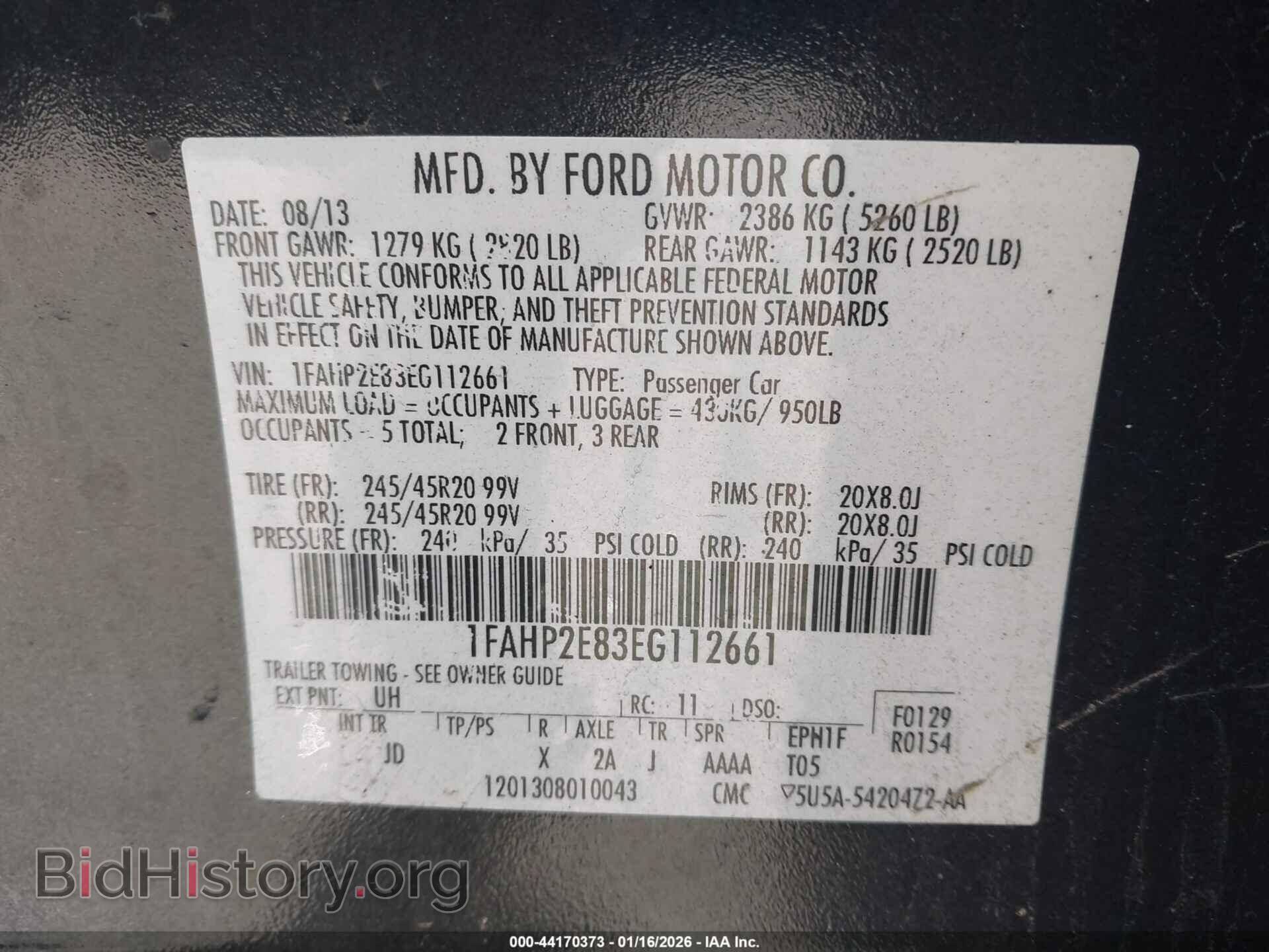 2014 FORD TAURUS - VIN: 1FAHP2E83EG112661 - Photo 9