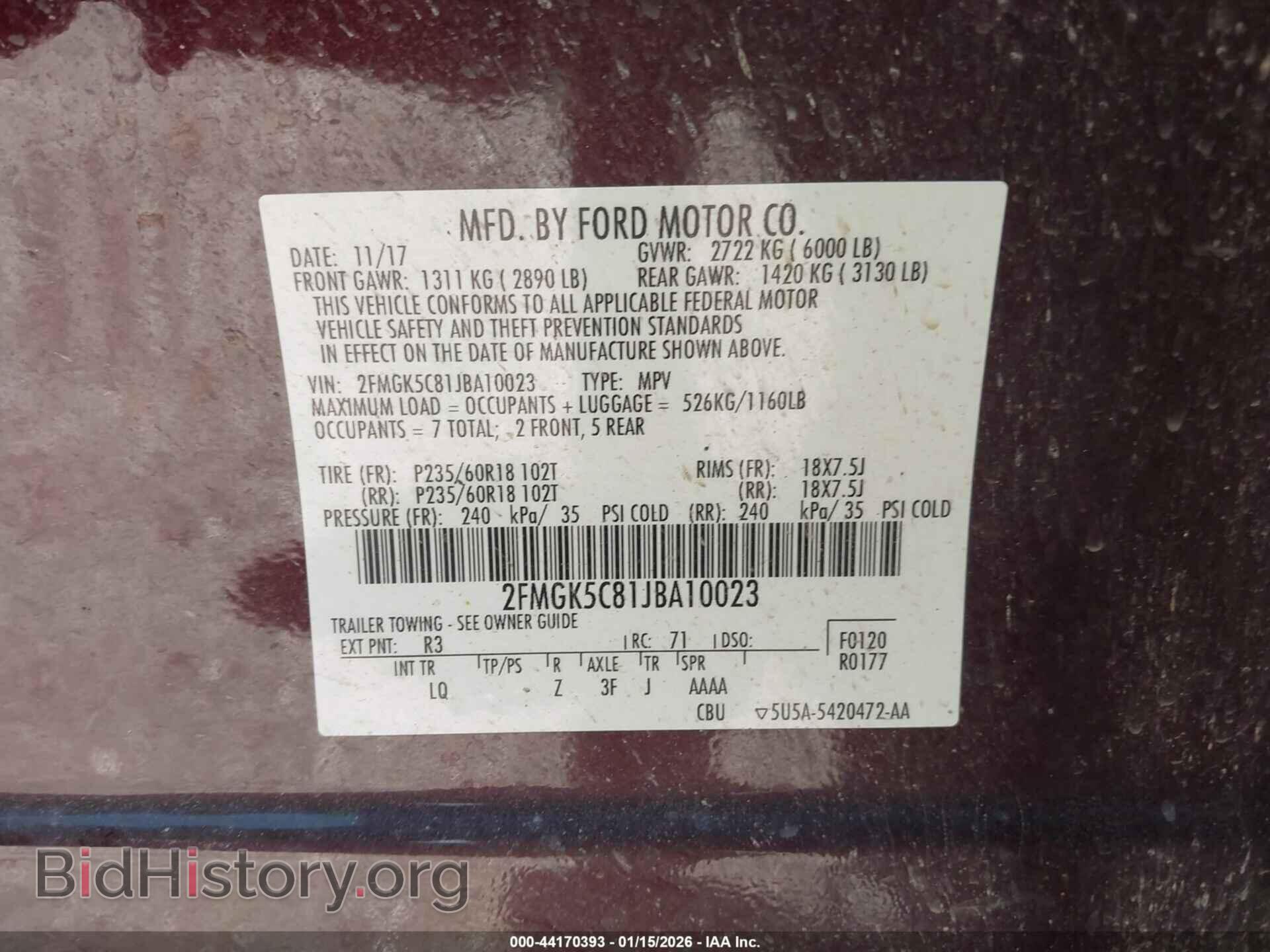 2018 FORD FLEX - VIN: 2FMGK5C81JBA10023 - Photo 9