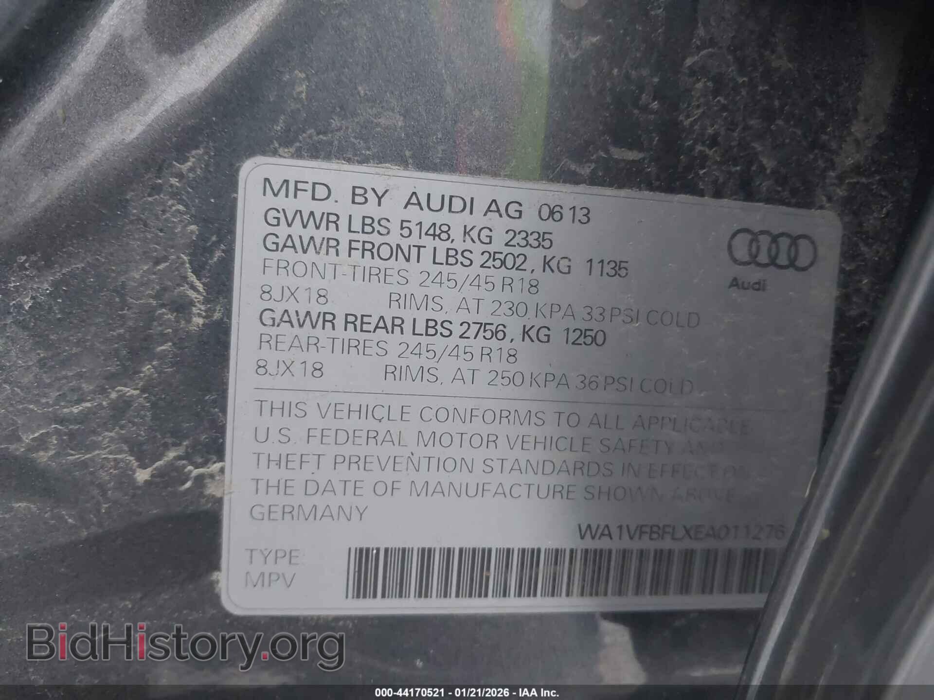 2014 AUDI ALLROAD - VIN: WA1VFBFLXEA011276 - Фото 9