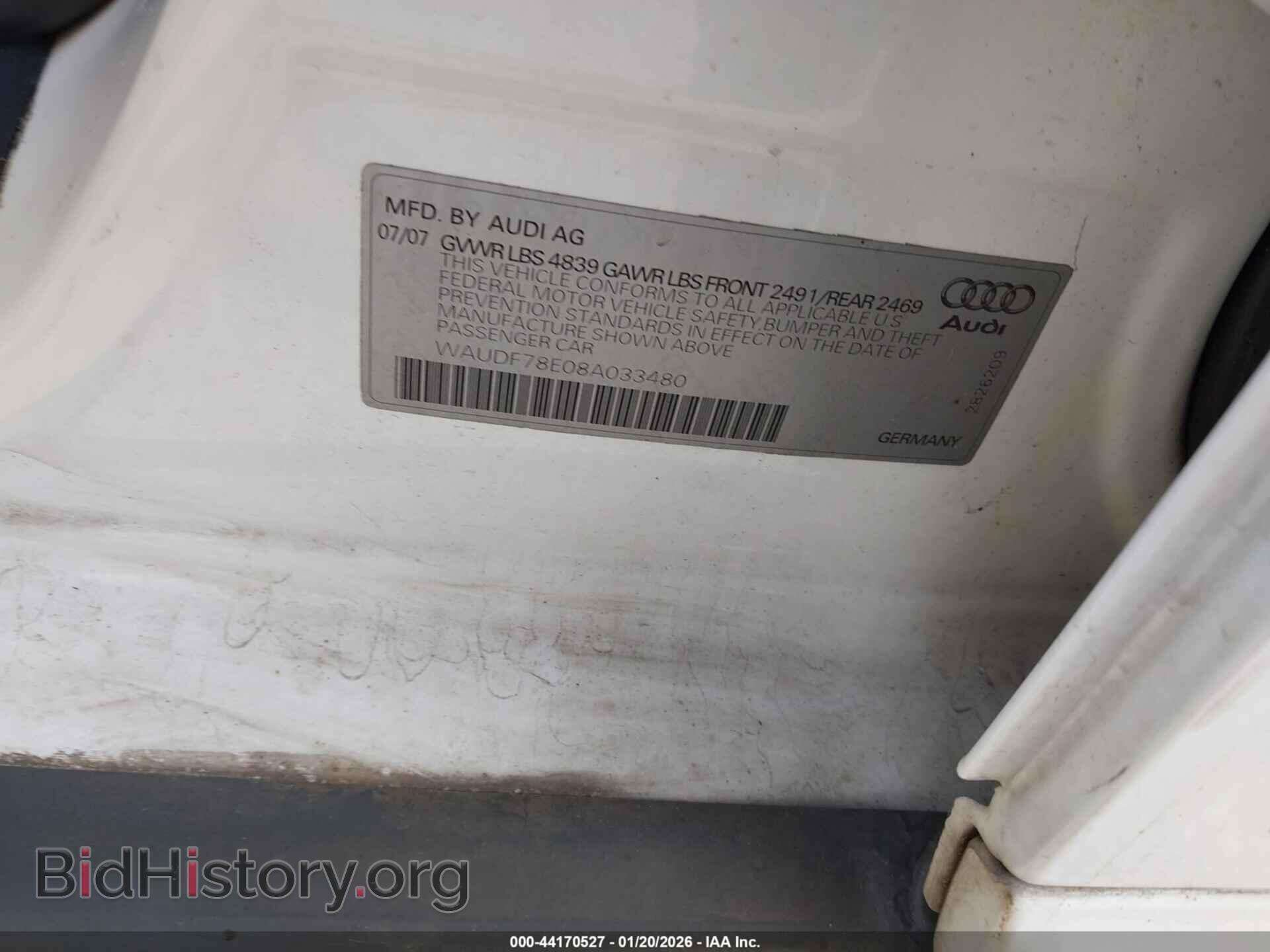 2008 AUDI A4 - VIN: WAUDF78E08A033480 - Фото 9