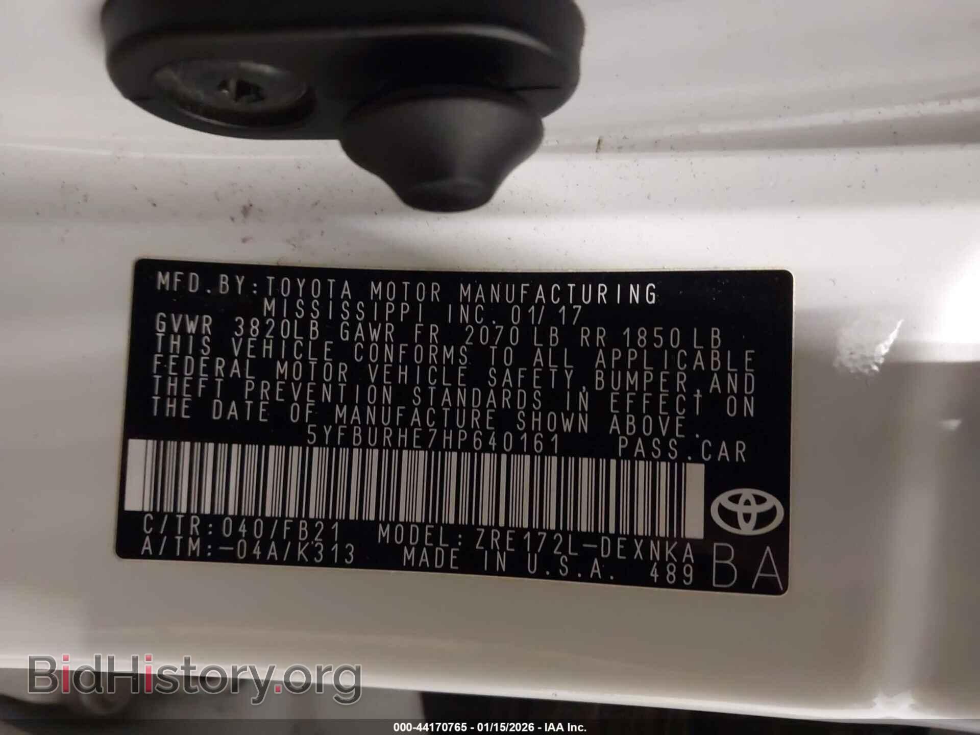 2017 TOYOTA COROLLA - VIN: 5YFBURHE7HP640161 - Фото 9