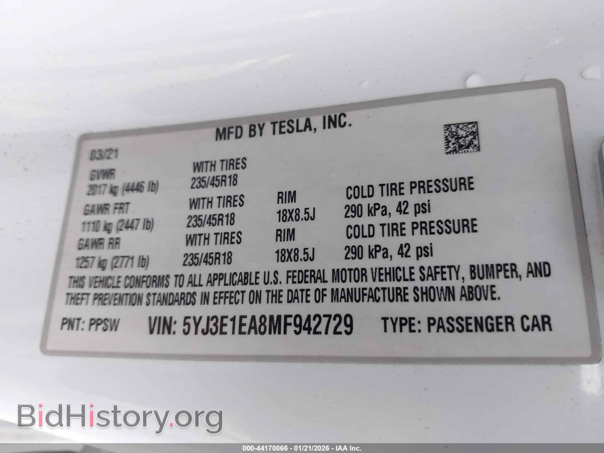 2021 TESLA MODEL 3 - VIN: 5YJ3E1EA8MF942729 - Photo 9