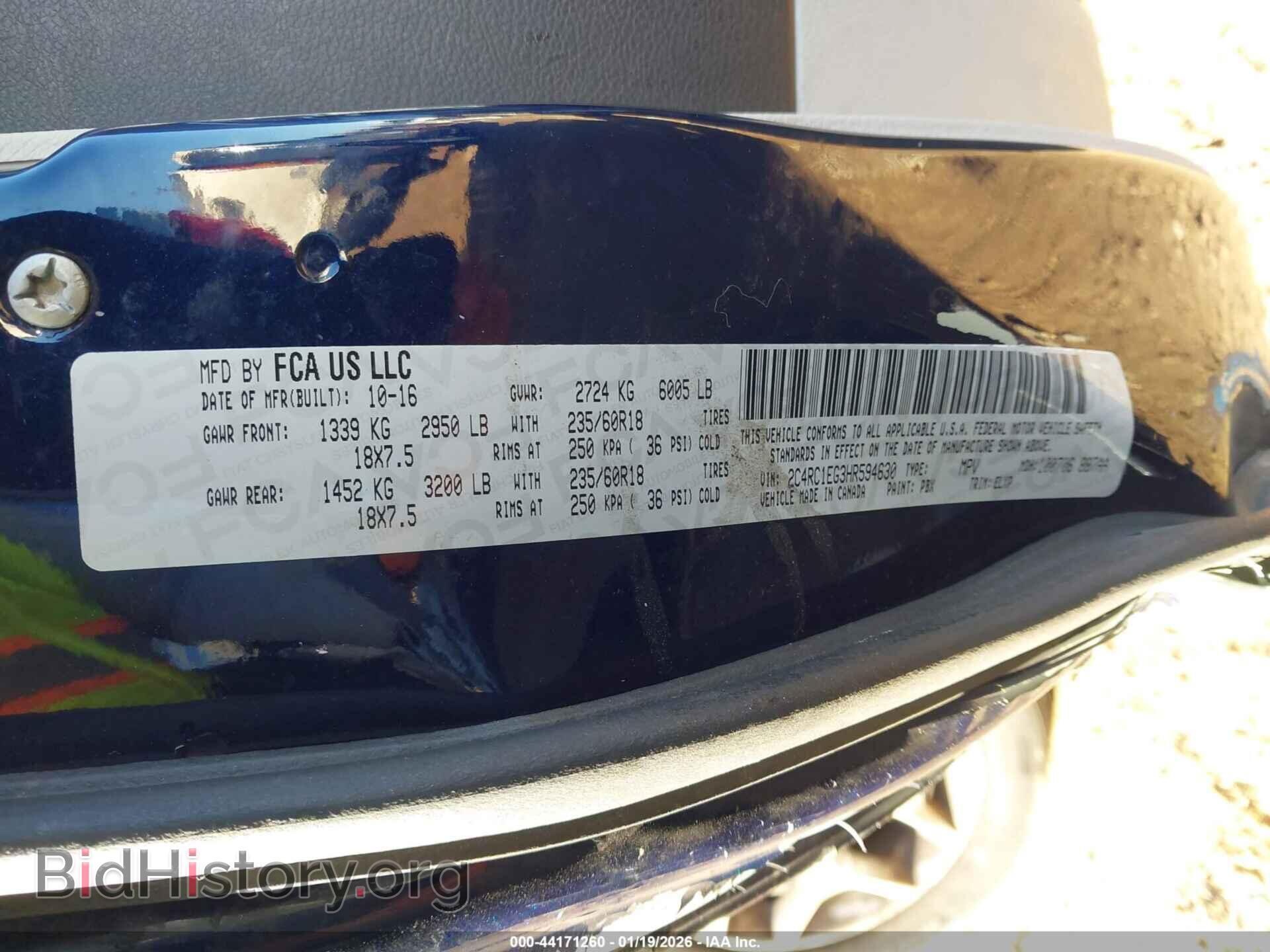 2017 CHRYSLER PACIFICA - VIN: 2C4RC1EG3HR594630 - Photo 9
