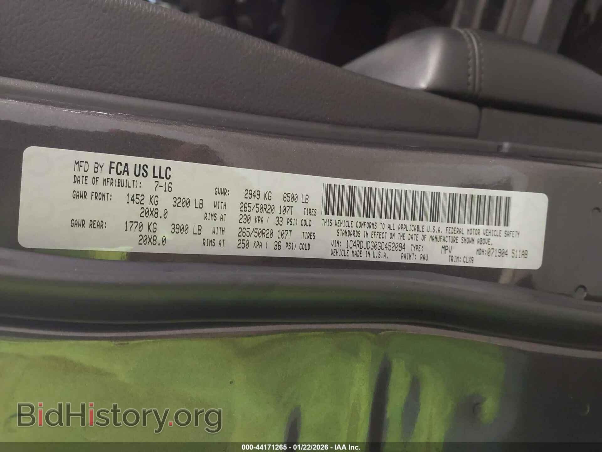 2016 DODGE DURANGO - VIN: 1C4RDJDG0GC452094 - Photo 9