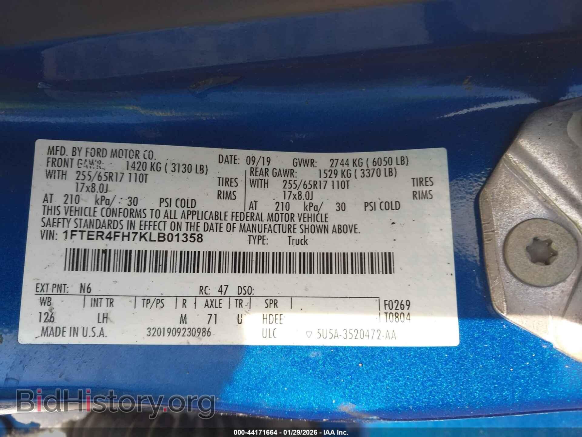 2019 FORD RANGER - VIN: 1FTER4FH7KLB01358 - Фото 9