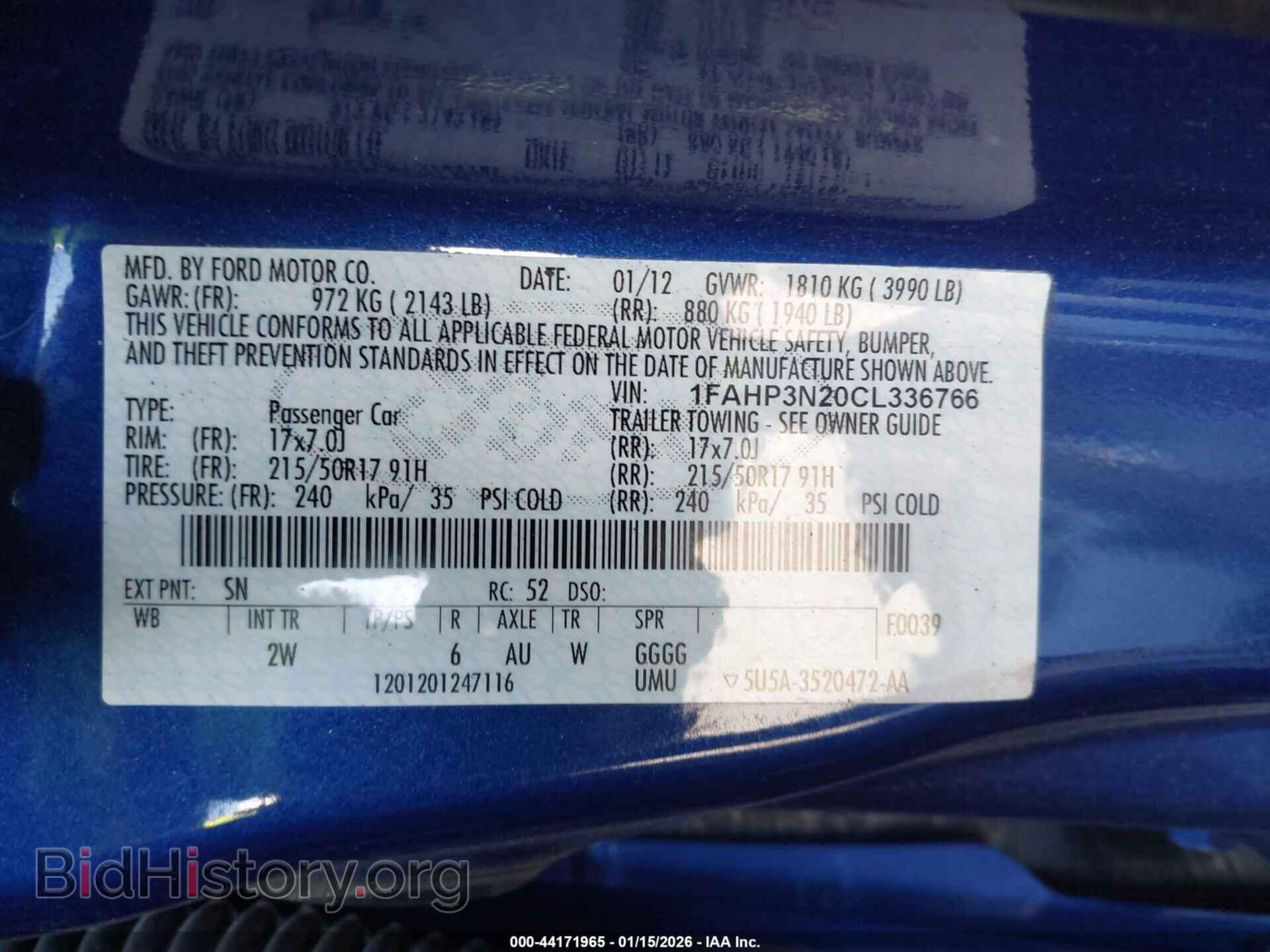 2012 FORD FOCUS - VIN: 1FAHP3N20CL336766 - Фото 9