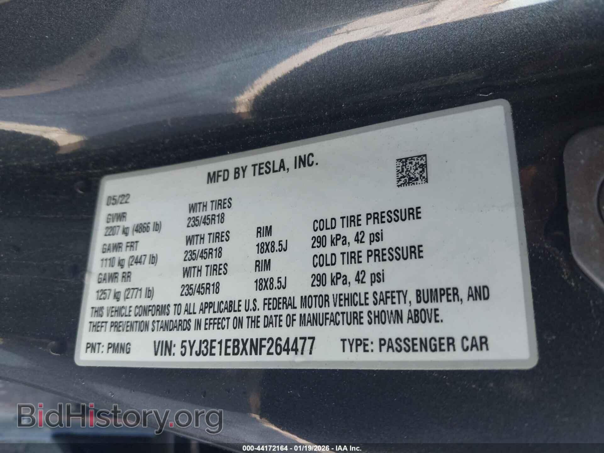 2022 TESLA MODEL 3 - VIN: 5YJ3E1EBXNF264477 - Фото 9