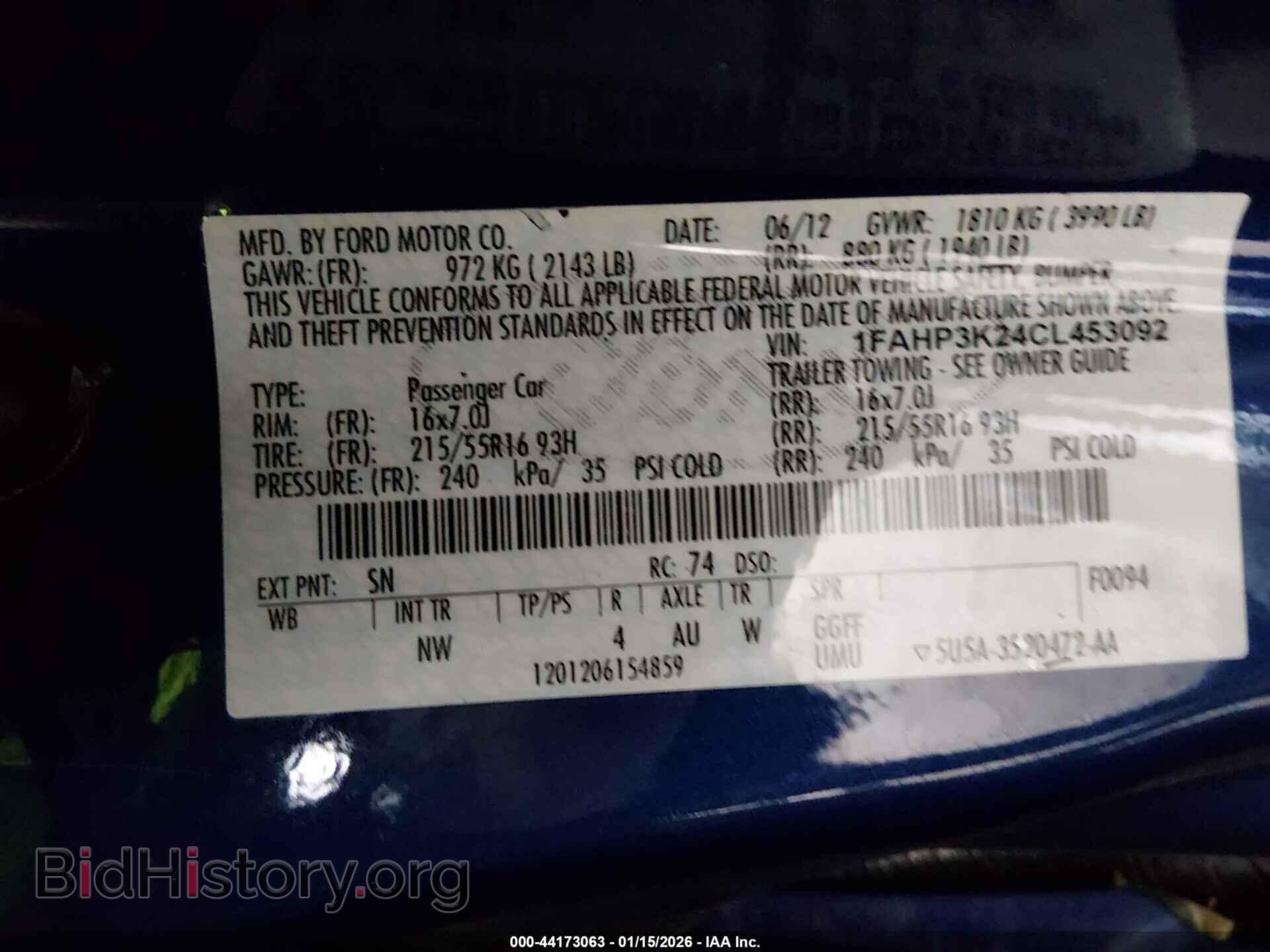 2012 FORD FOCUS - VIN: 1FAHP3K24CL453092 - Фото 9