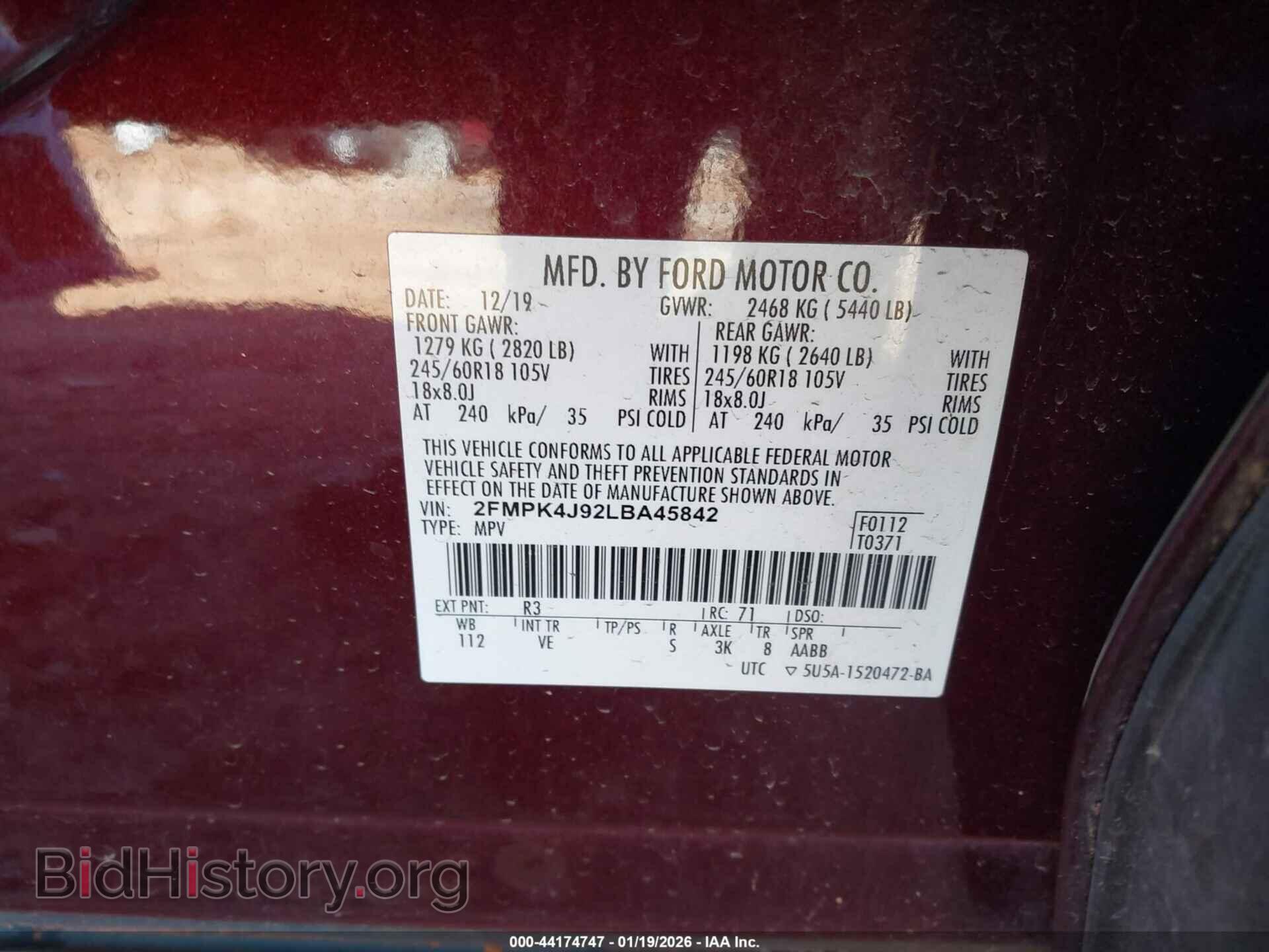 2020 FORD EDGE - VIN: 2FMPK4J92LBA45842 - Photo 9