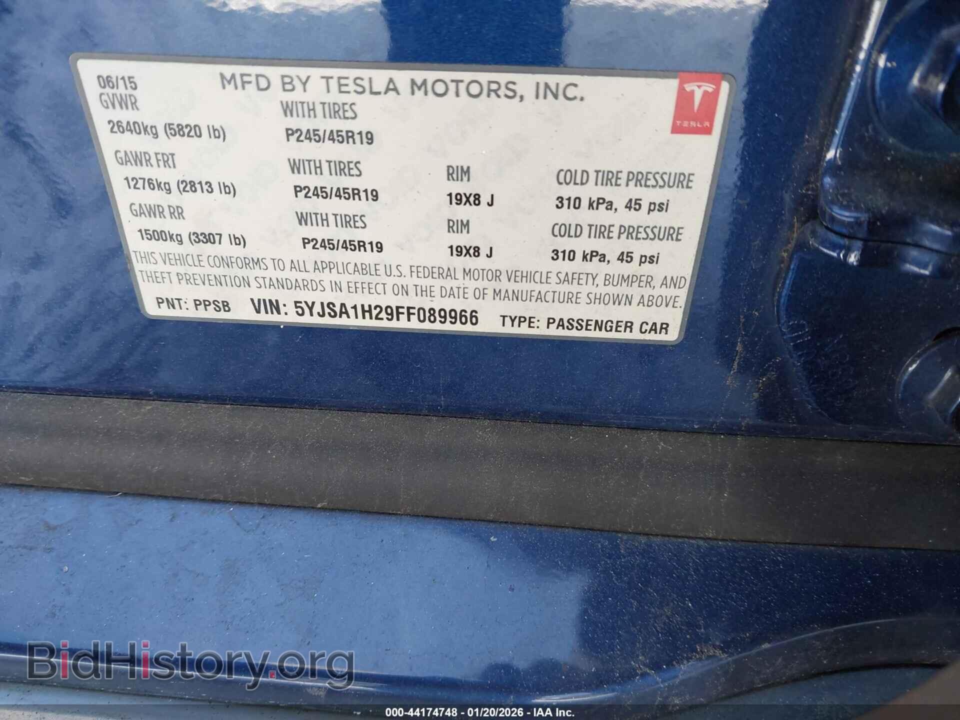 2015 TESLA MODEL S - VIN: 5YJSA1H29FF089966 - Photo 9