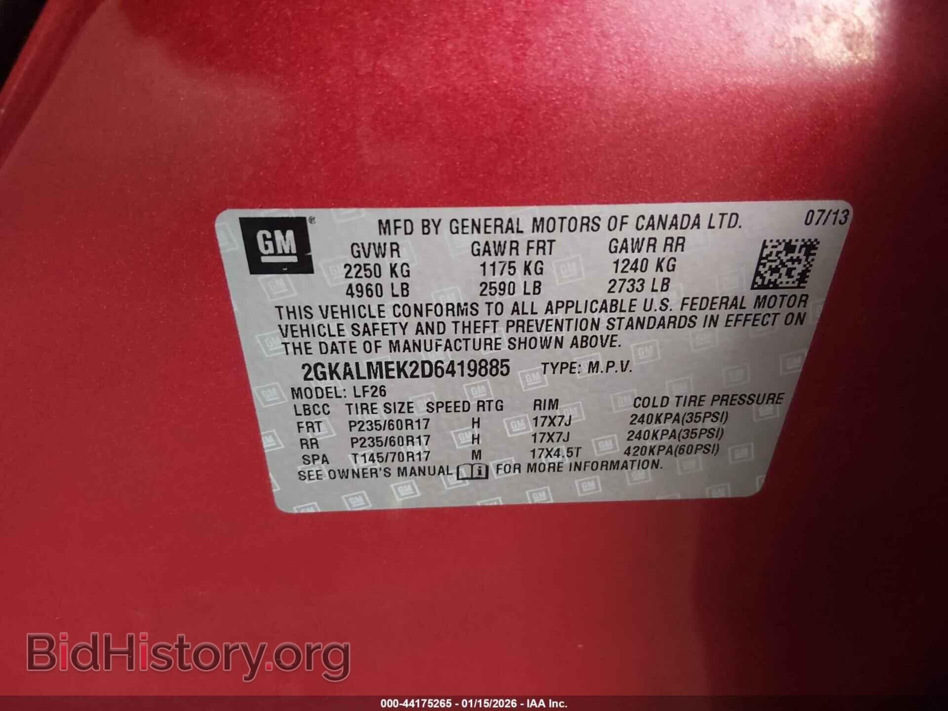 2013 GMC TERRAIN - VIN: 2GKALMEK2D6419885 - Photo 9