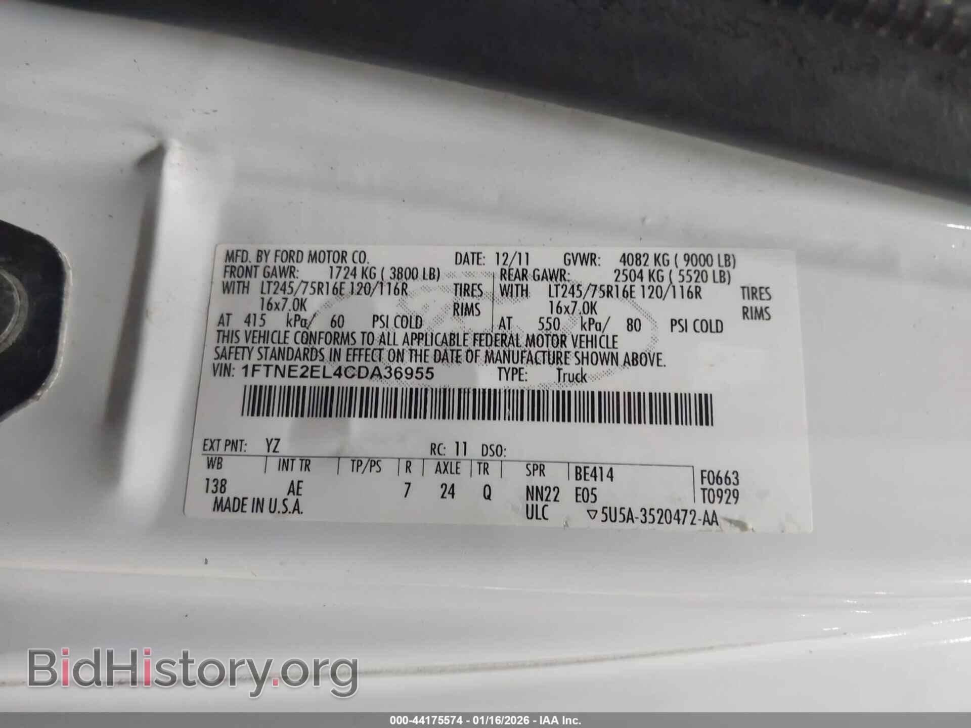 2012 FORD E-250 - VIN: 1FTNE2EL4CDA36955 - Фото 9