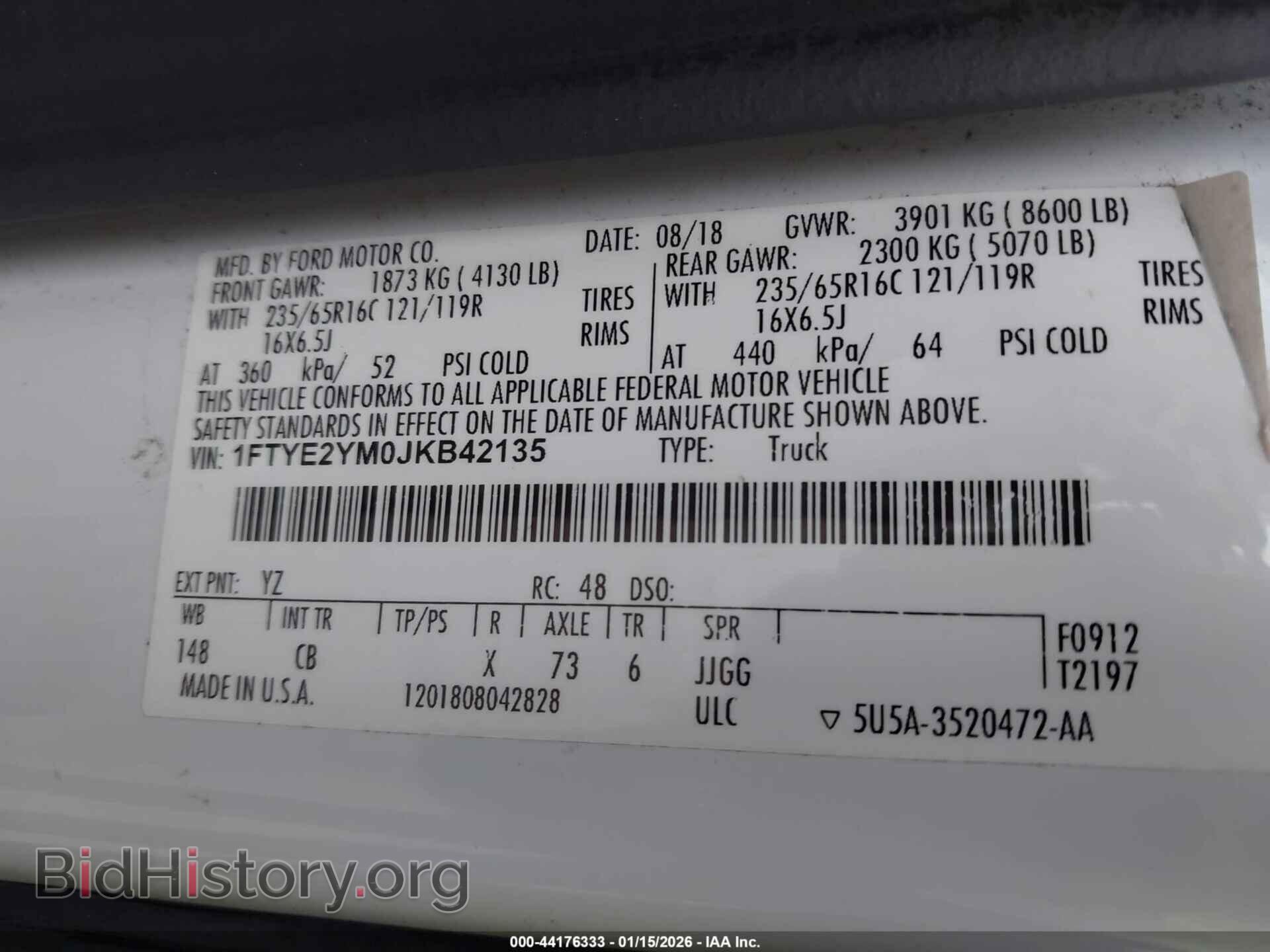 2018 FORD TRANSIT-150 - VIN: 1FTYE2YM0JKB42135 - Фото 9