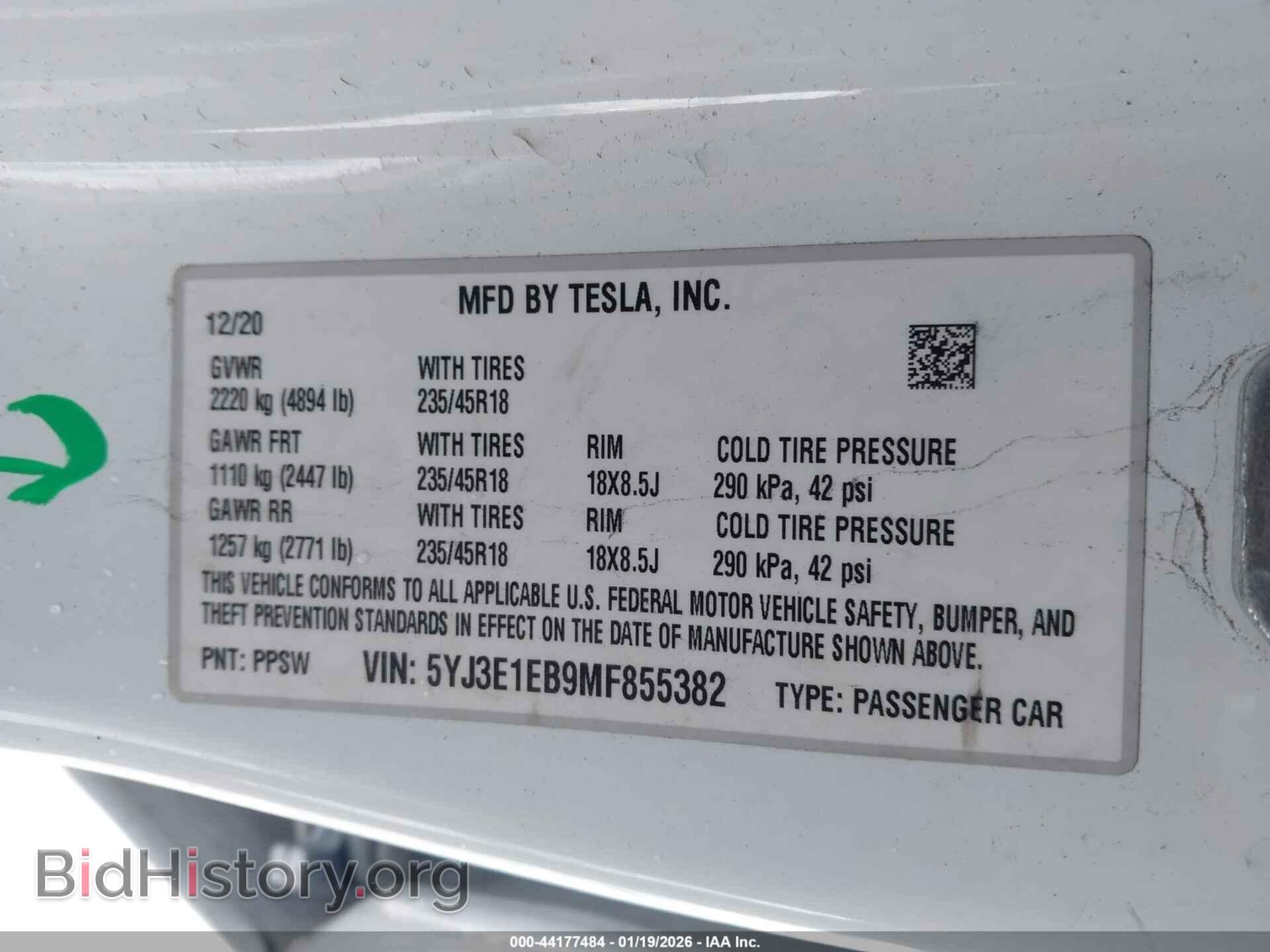 2021 TESLA MODEL 3 - VIN: 5YJ3E1EB9MF855382 - Фото 9