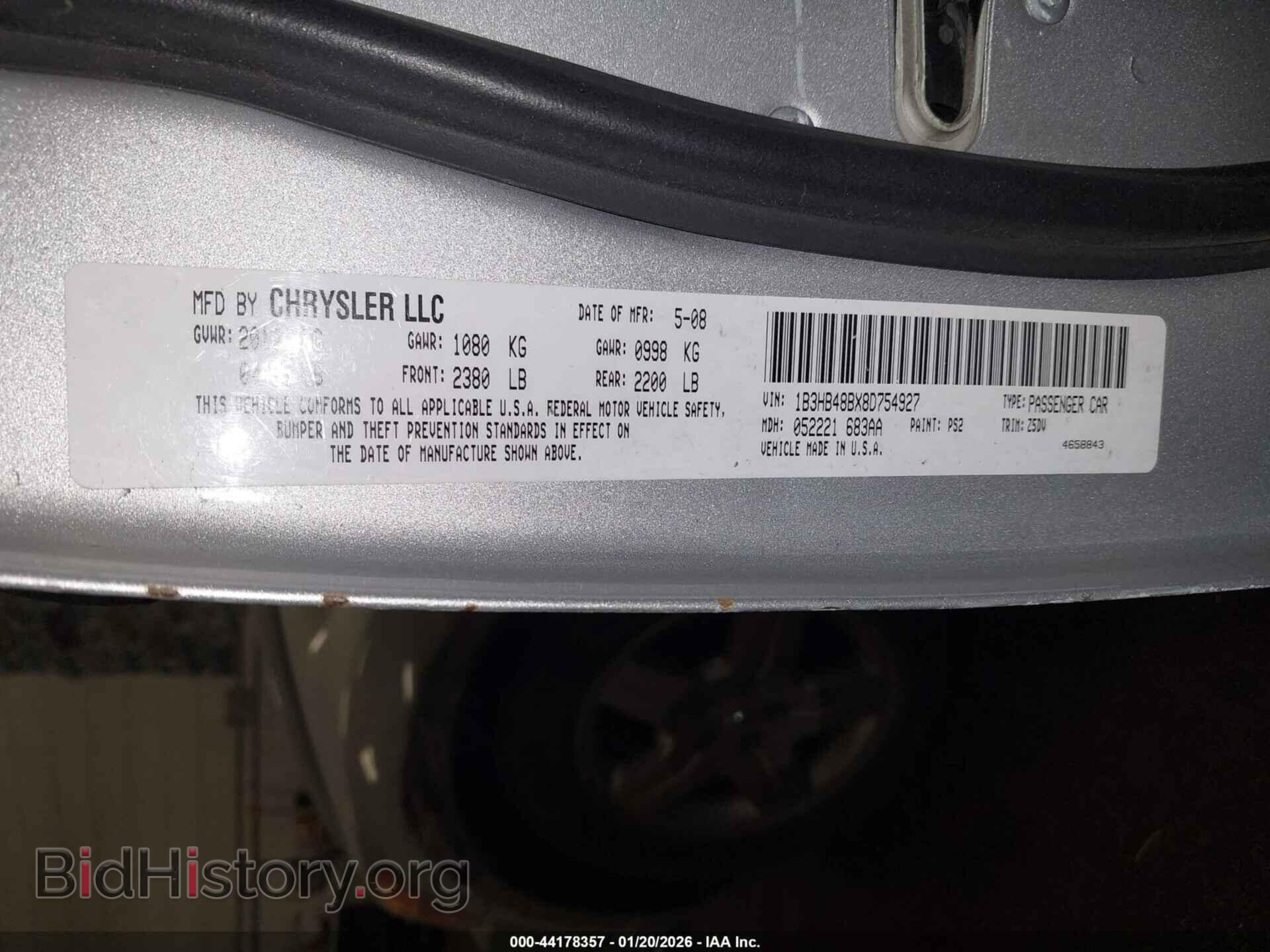 2008 DODGE CALIBER - VIN: 1B3HB48BX8D754927 - Фото 9