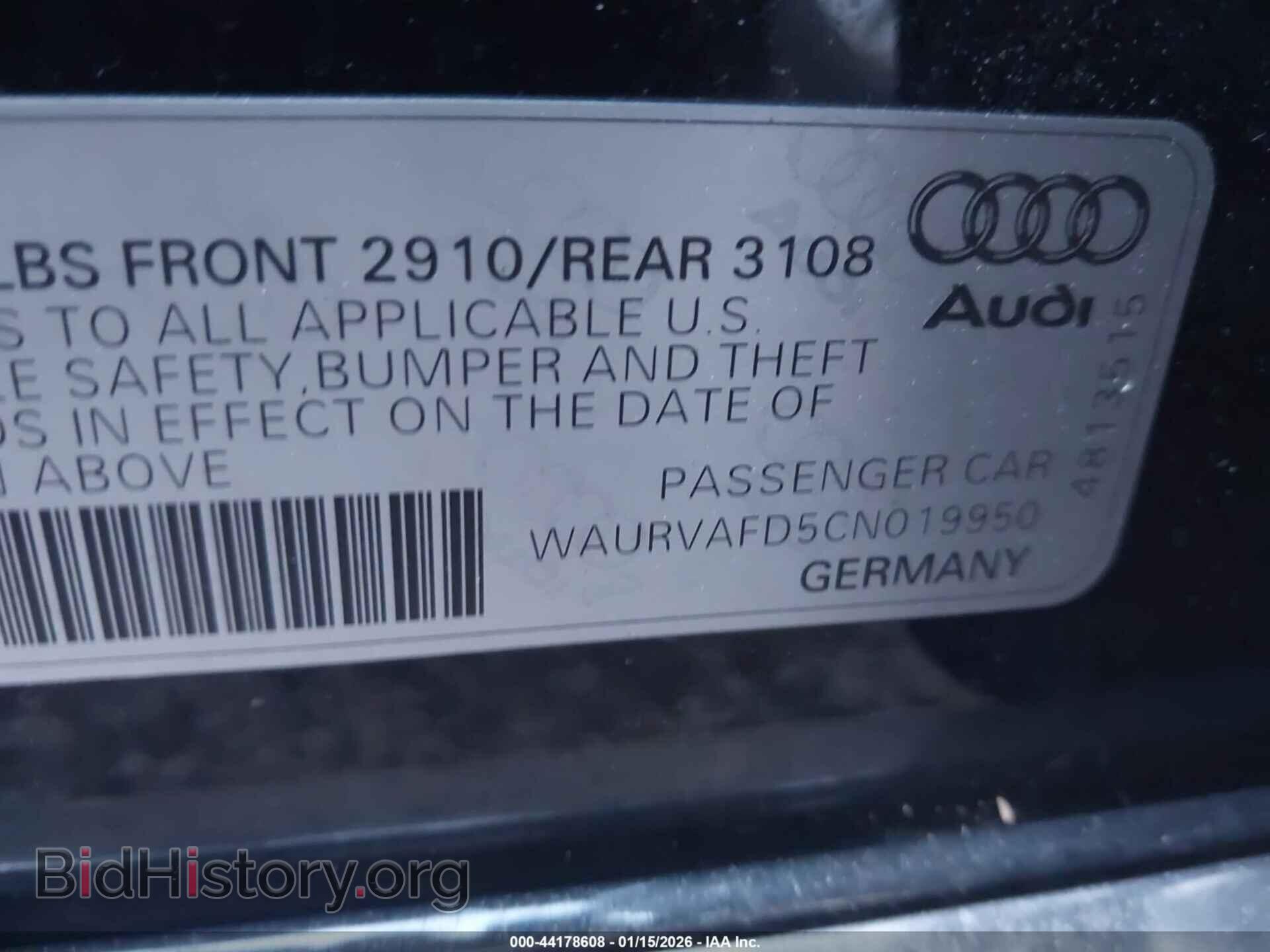 2012 AUDI A8 L - VIN: WAURVAFD5CN019950 - Фото 9