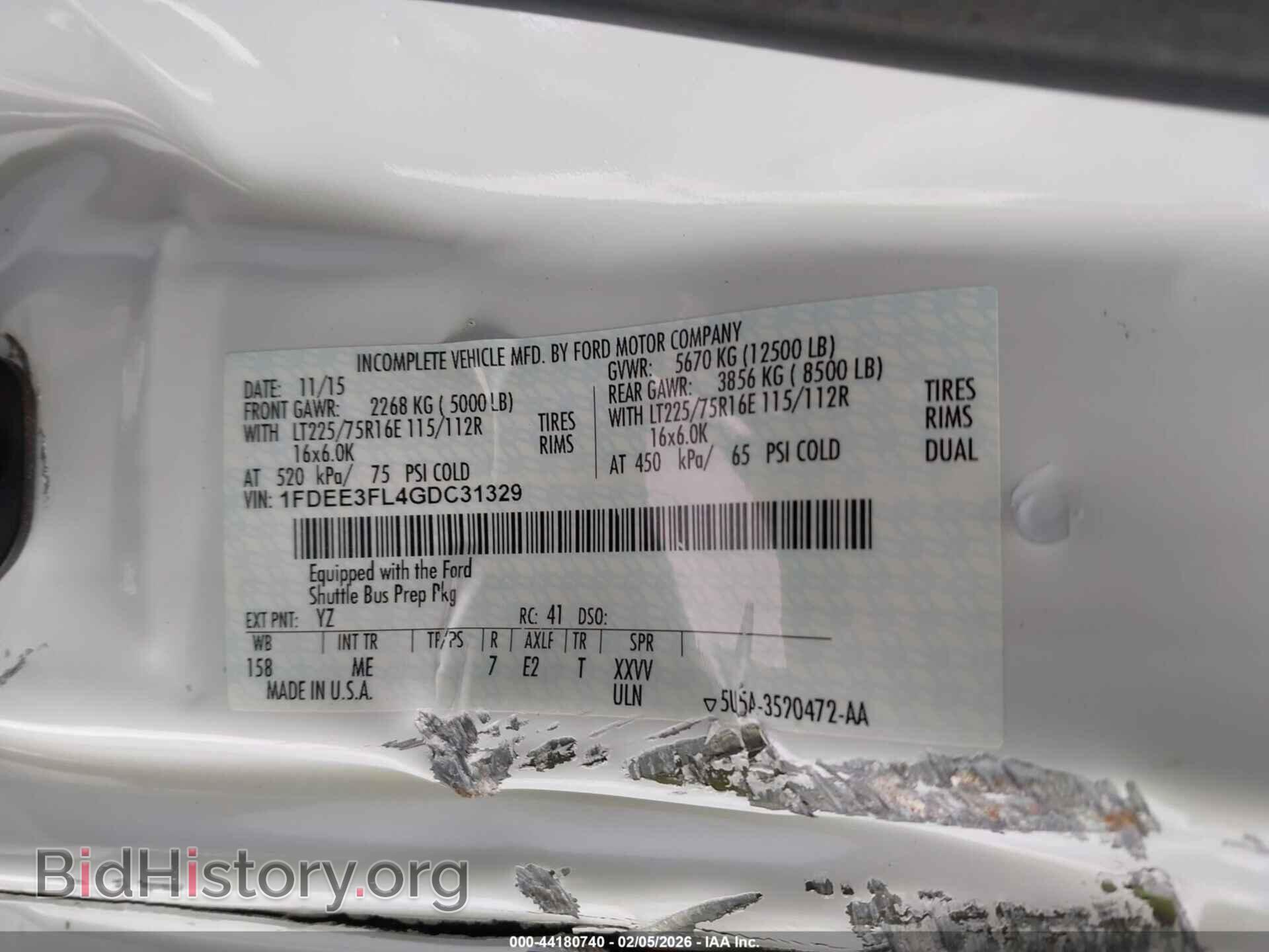 2016 FORD E-350 CUTAWAY - VIN: 1FDEE3FL4GDC31329 - Фото 9