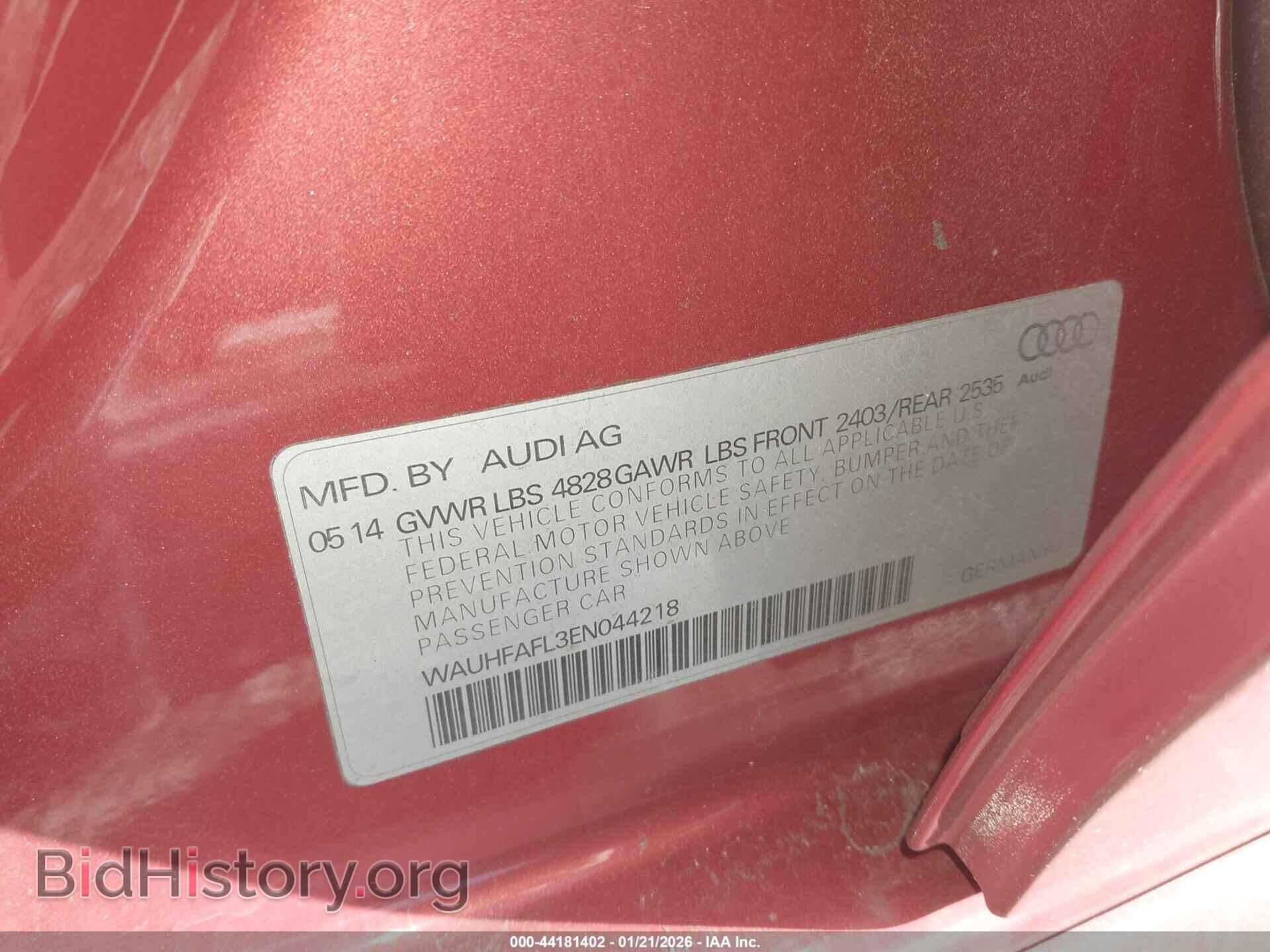 2014 AUDI A4 - VIN: WAUHFAFL3EN044218 - Фото 9