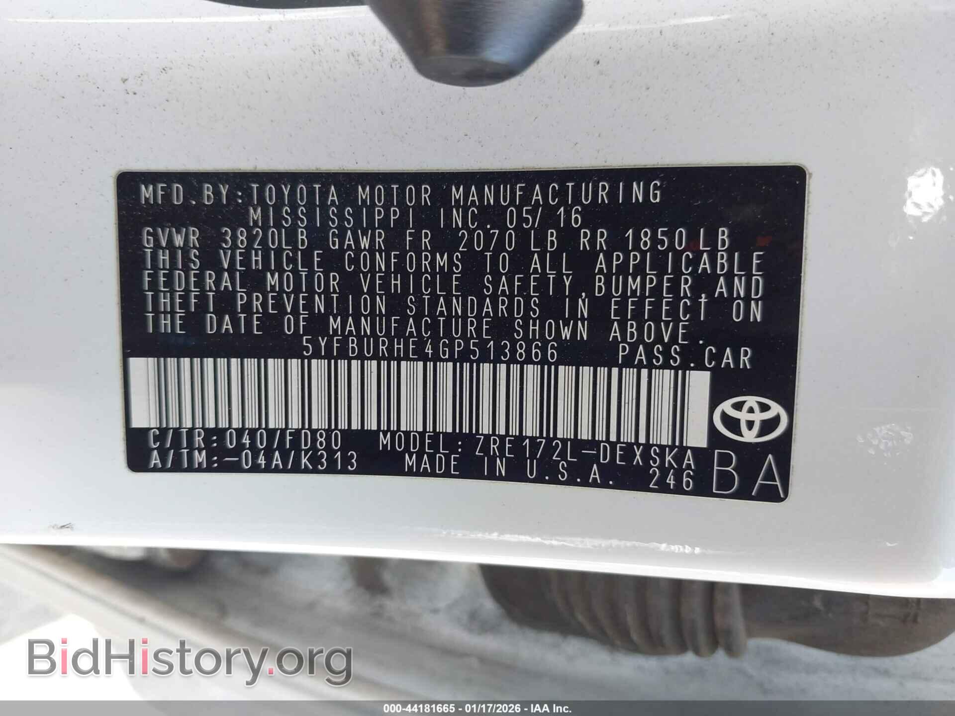 2016 TOYOTA COROLLA - VIN: 5YFBURHE4GP513866 - Фото 9