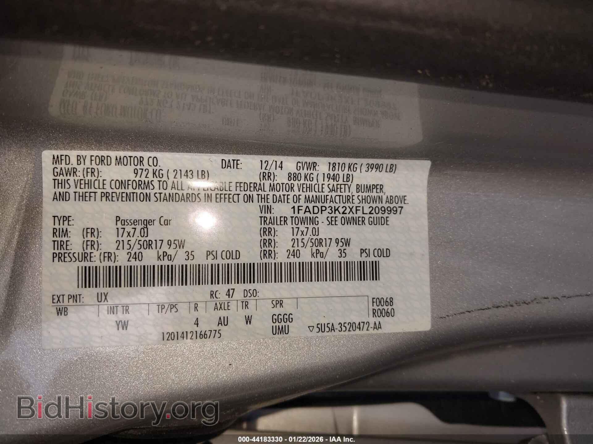 2015 FORD FOCUS - VIN: 1FADP3K2XFL209997 - Фото 9