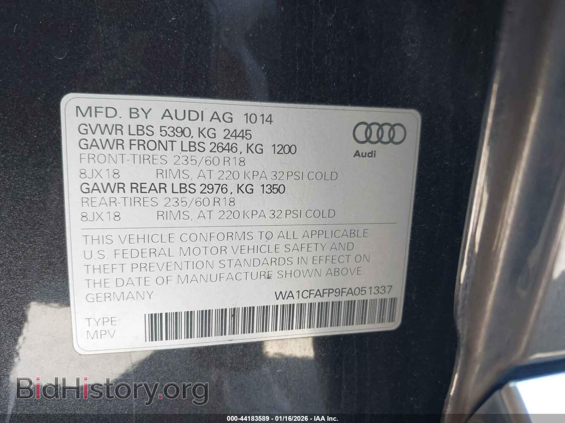 2015 AUDI Q5 - VIN: WA1CFAFP9FA051337 - Photo 9