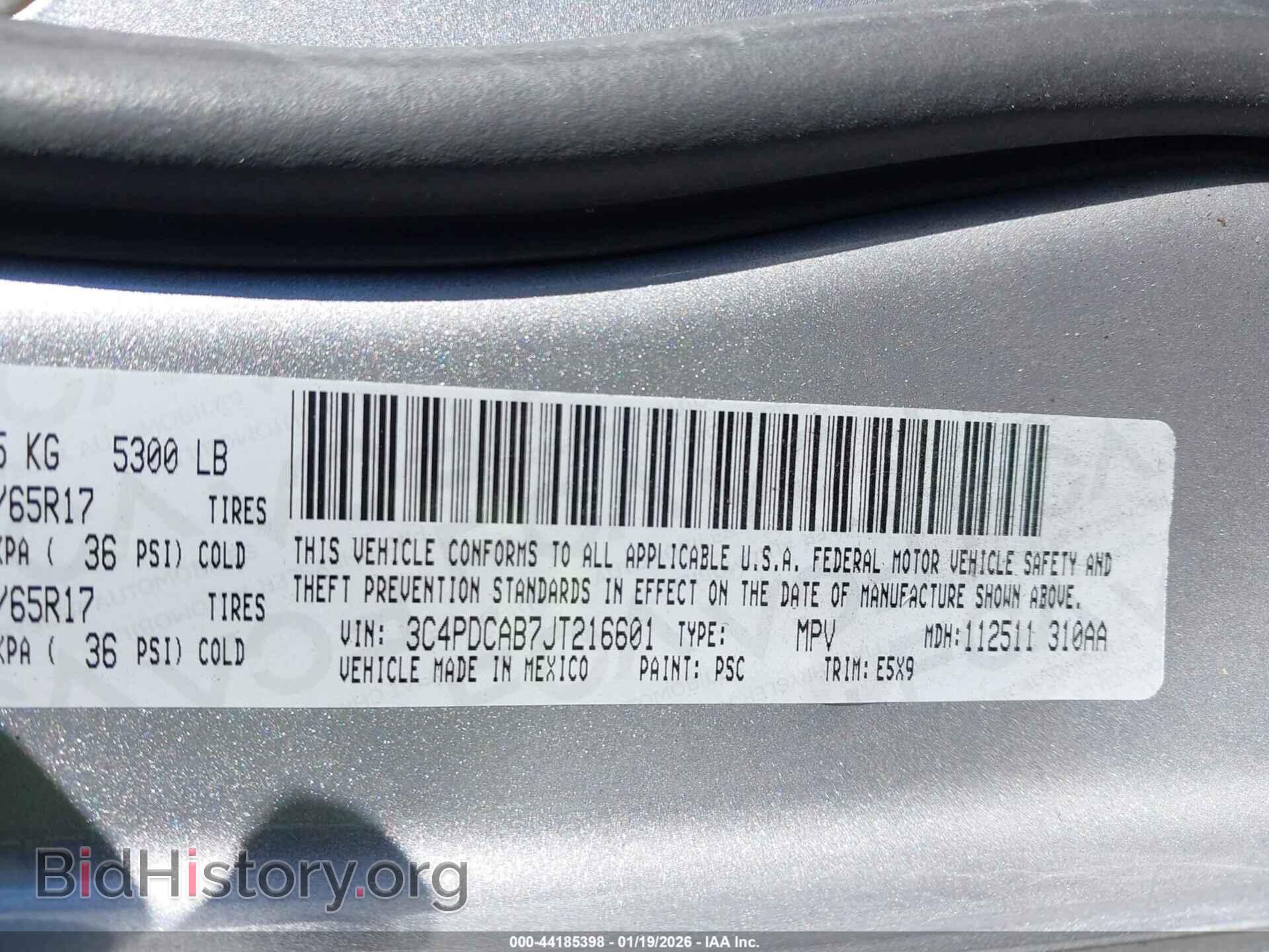 2018 DODGE JOURNEY - VIN: 3C4PDCAB7JT216601 - Фото 9