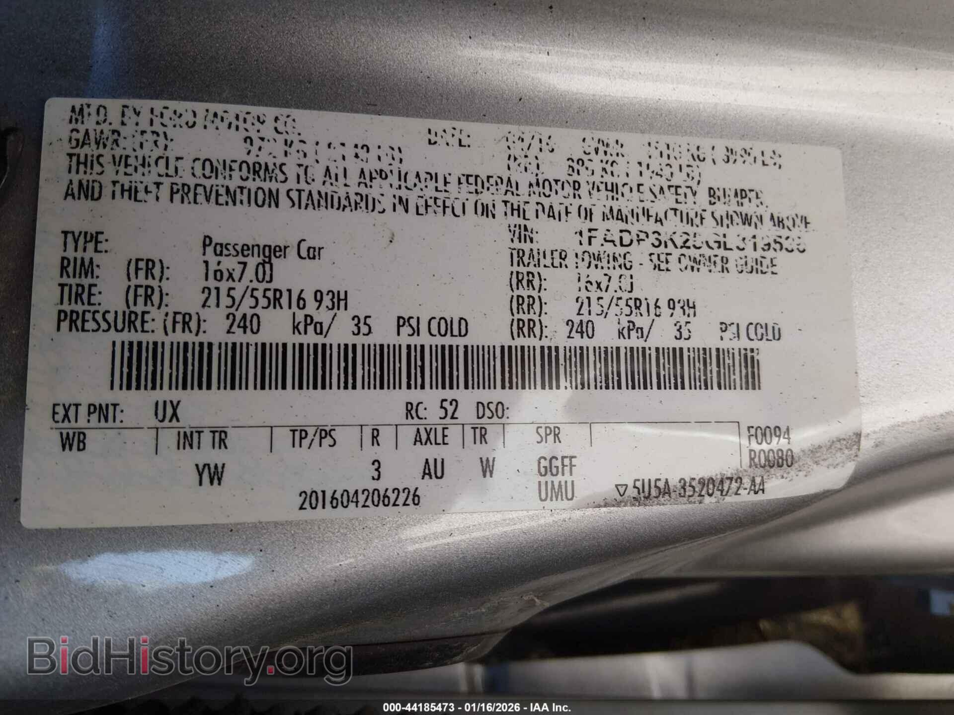 2016 FORD FOCUS - VIN: 1FADP3K25GL319535 - Фото 9