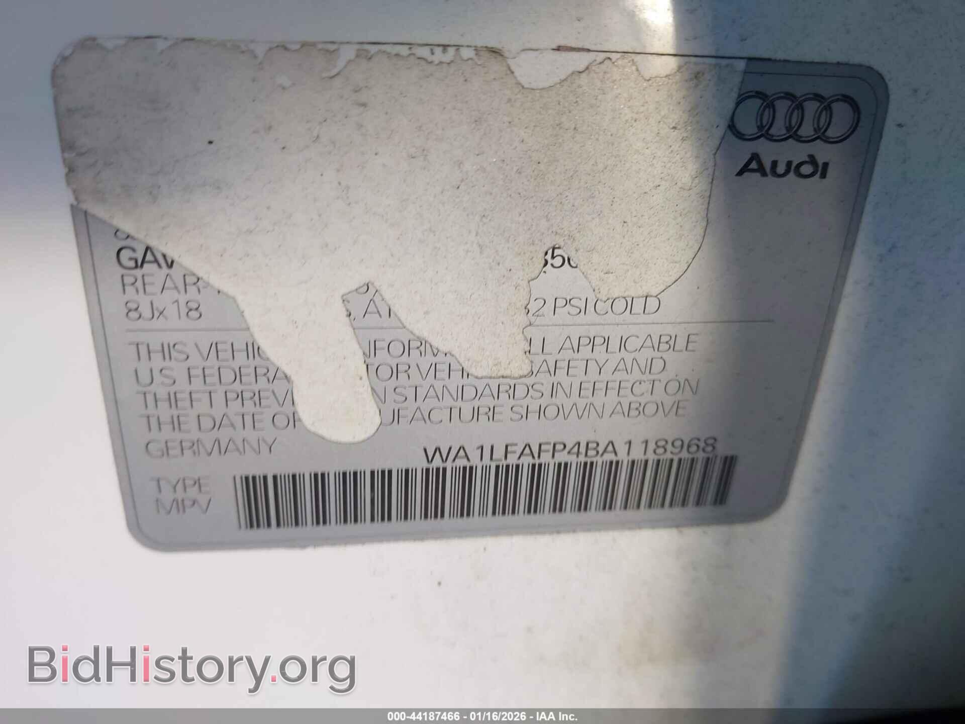2011 AUDI Q5 - VIN: WA1LFAFP4BA118968 - Фото 9