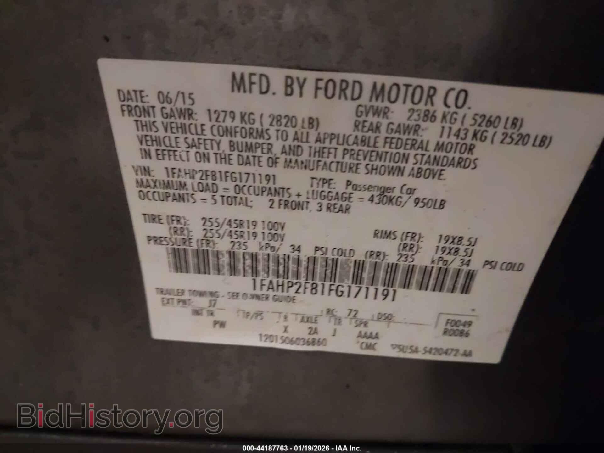 2015 FORD TAURUS - VIN: 1FAHP2F81FG171191 - Фото 9