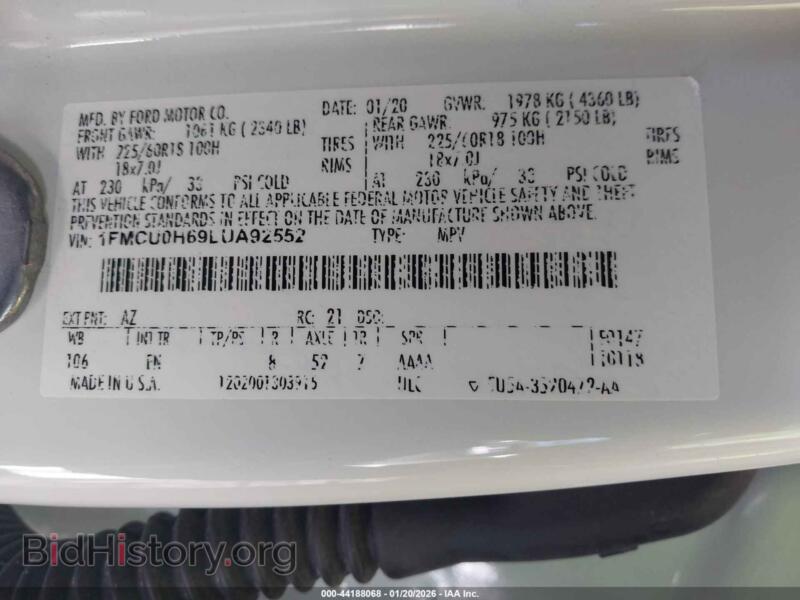 2020 Ford ESCAPE (VIN 1FMCU0H69LUA92552) — фото 9 из 16