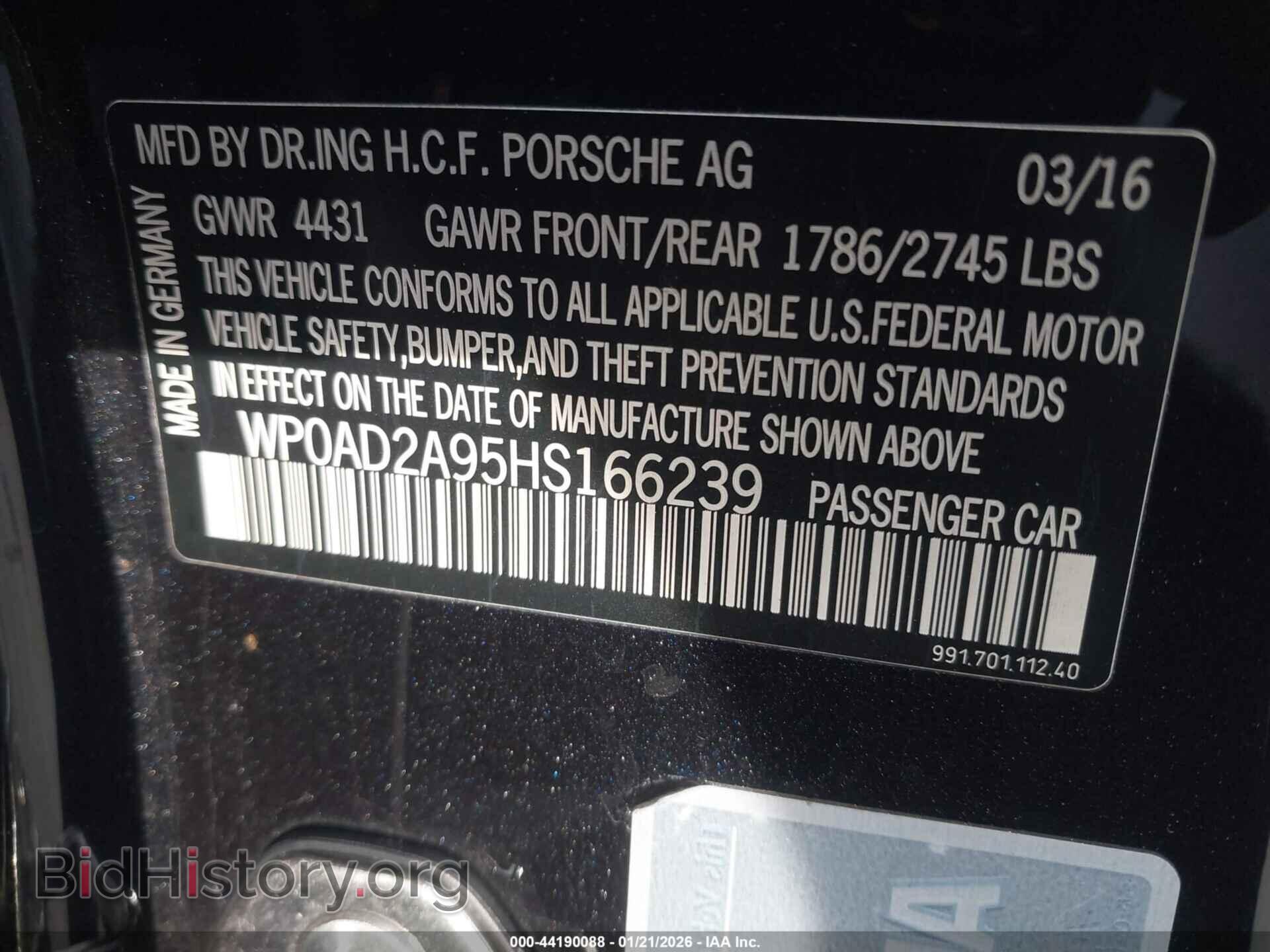 2017 PORSCHE 911 - VIN: WP0AD2A95HS166239 - Фото 9