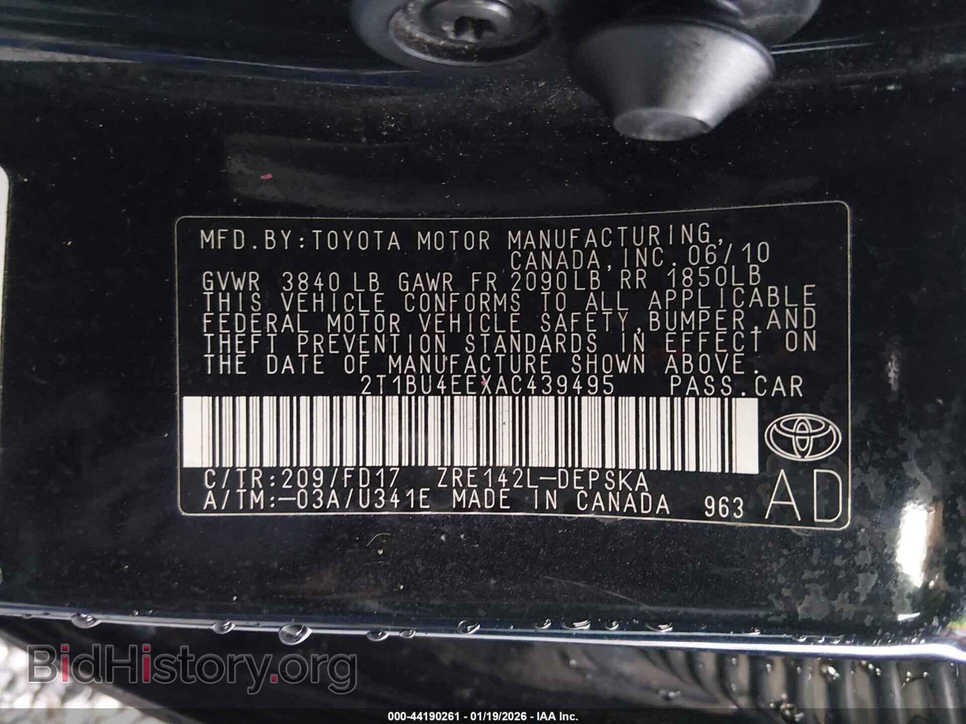 2010 TOYOTA COROLLA - VIN: 2T1BU4EEXAC439495 - Фото 9