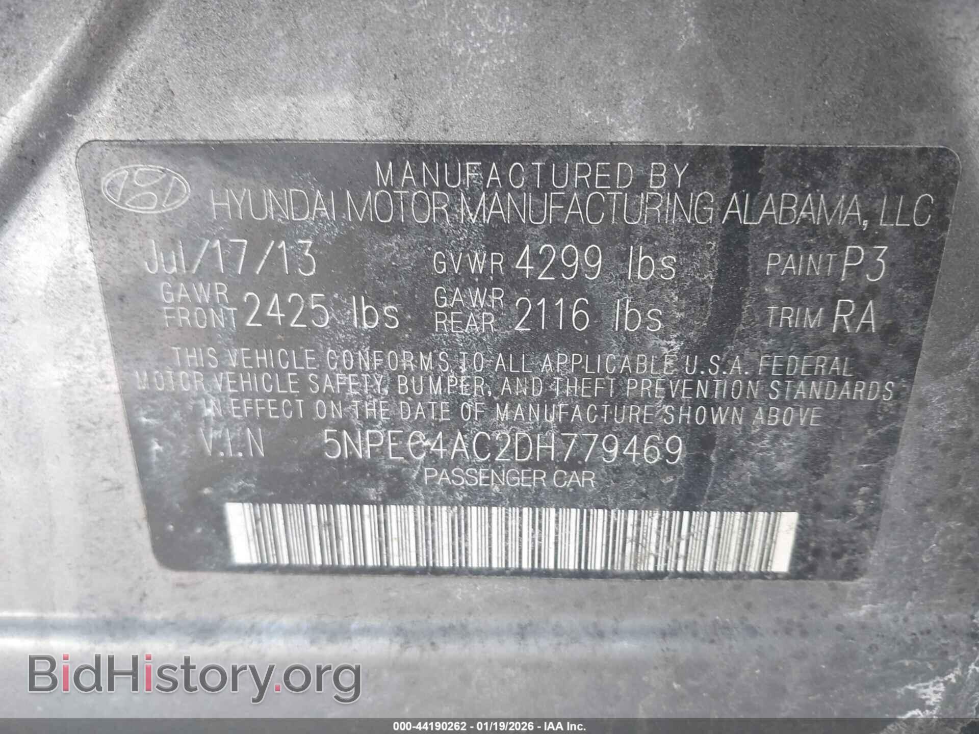 2013 HYUNDAI SONATA - VIN: 5NPEC4AC2DH779469 - Фото 9